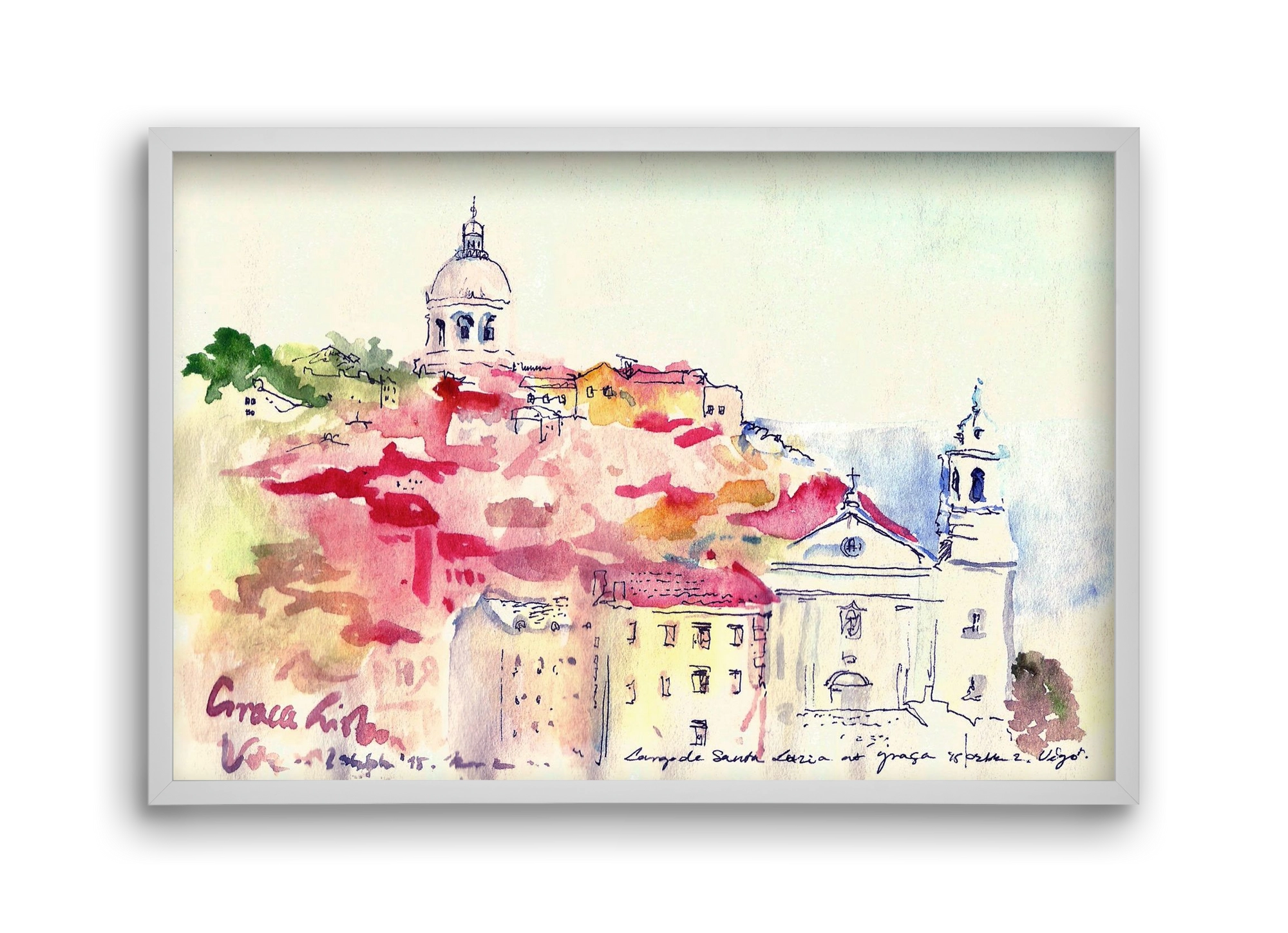 LISBON AQUARELLE NO.19, 45x30 cm (45x30 cm), Fehér keret