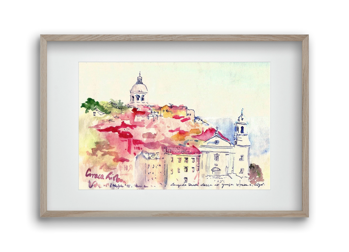 LISBON AQUARELLE NO.19, 45x30 cm (30x20 cm), Tölgy keret, paszpartuval