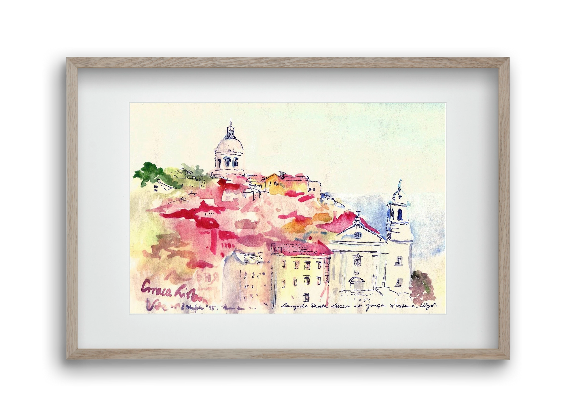 LISBON AQUARELLE NO.19, 45x30 cm (30x20 cm), Tölgy keret, paszpartuval