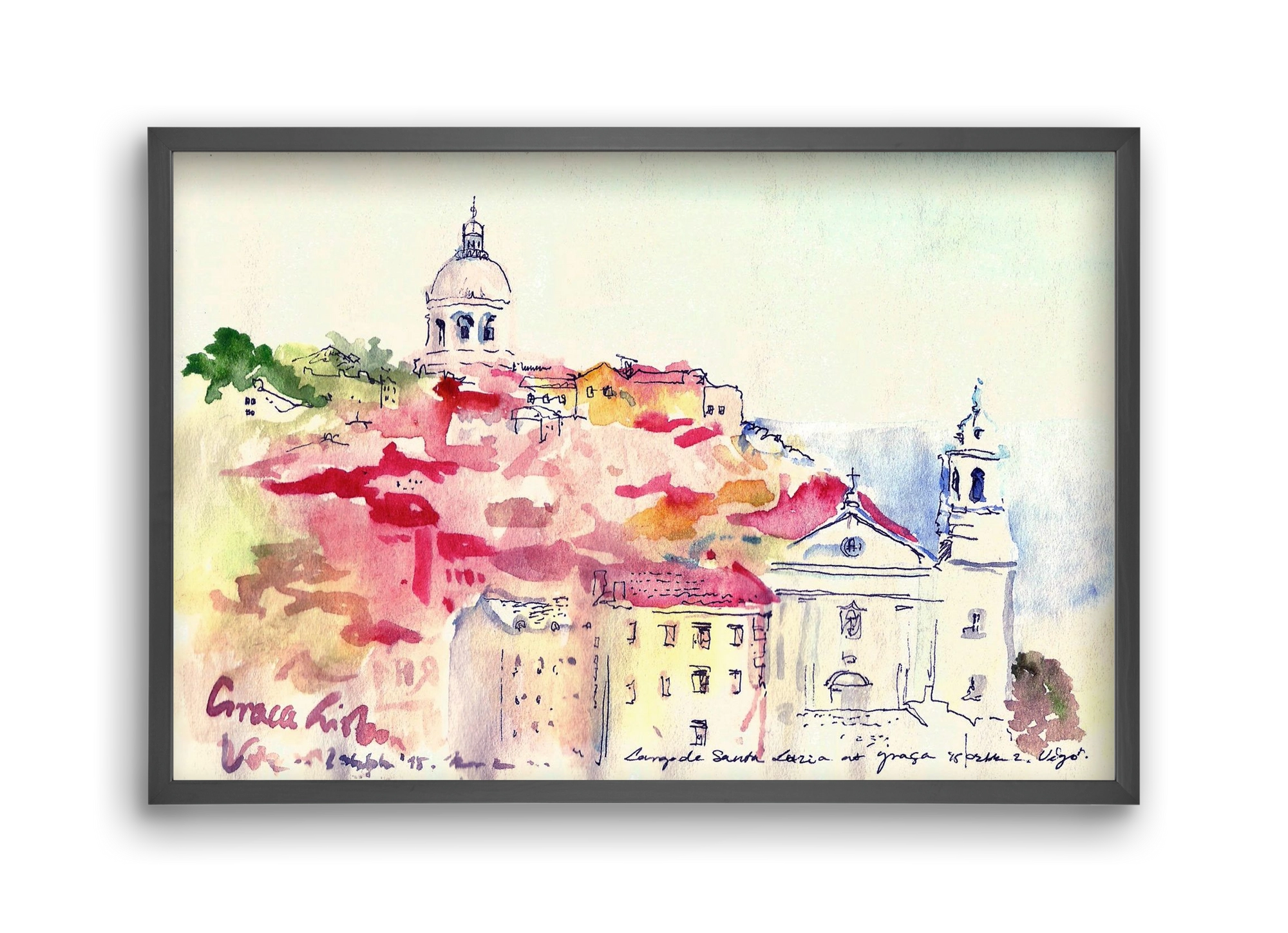 LISBON AQUARELLE NO.19, 45x30 cm (45x30 cm), Fekete keret