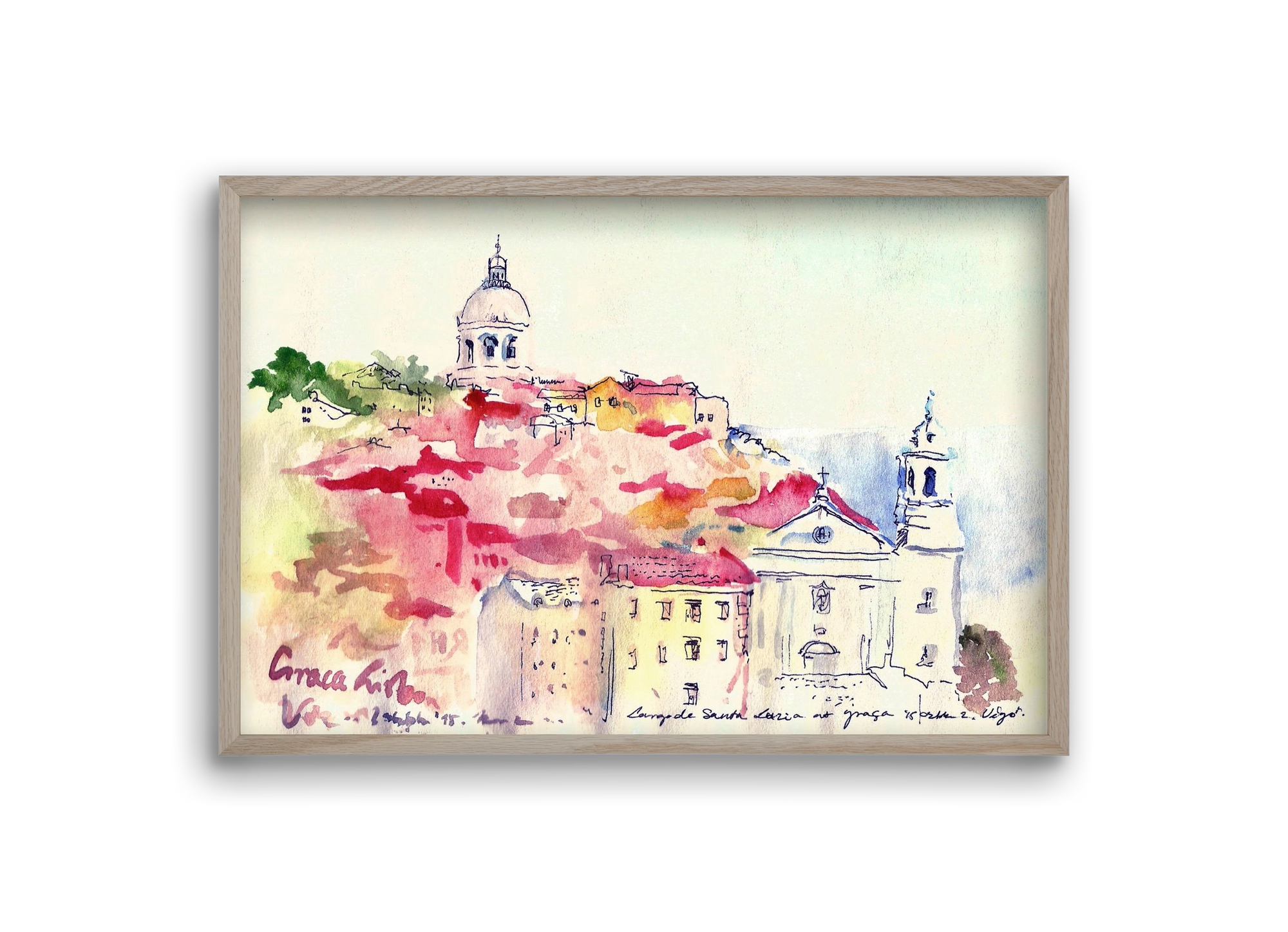 LISBON AQUARELLE NO.19, 30x20 cm (30x20 cm), Tölgy keret