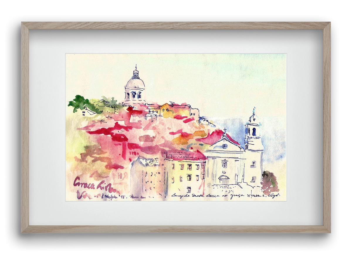 LISBON AQUARELLE NO.19, 60x40 cm (45x30 cm), Tölgy keret, paszpartuval