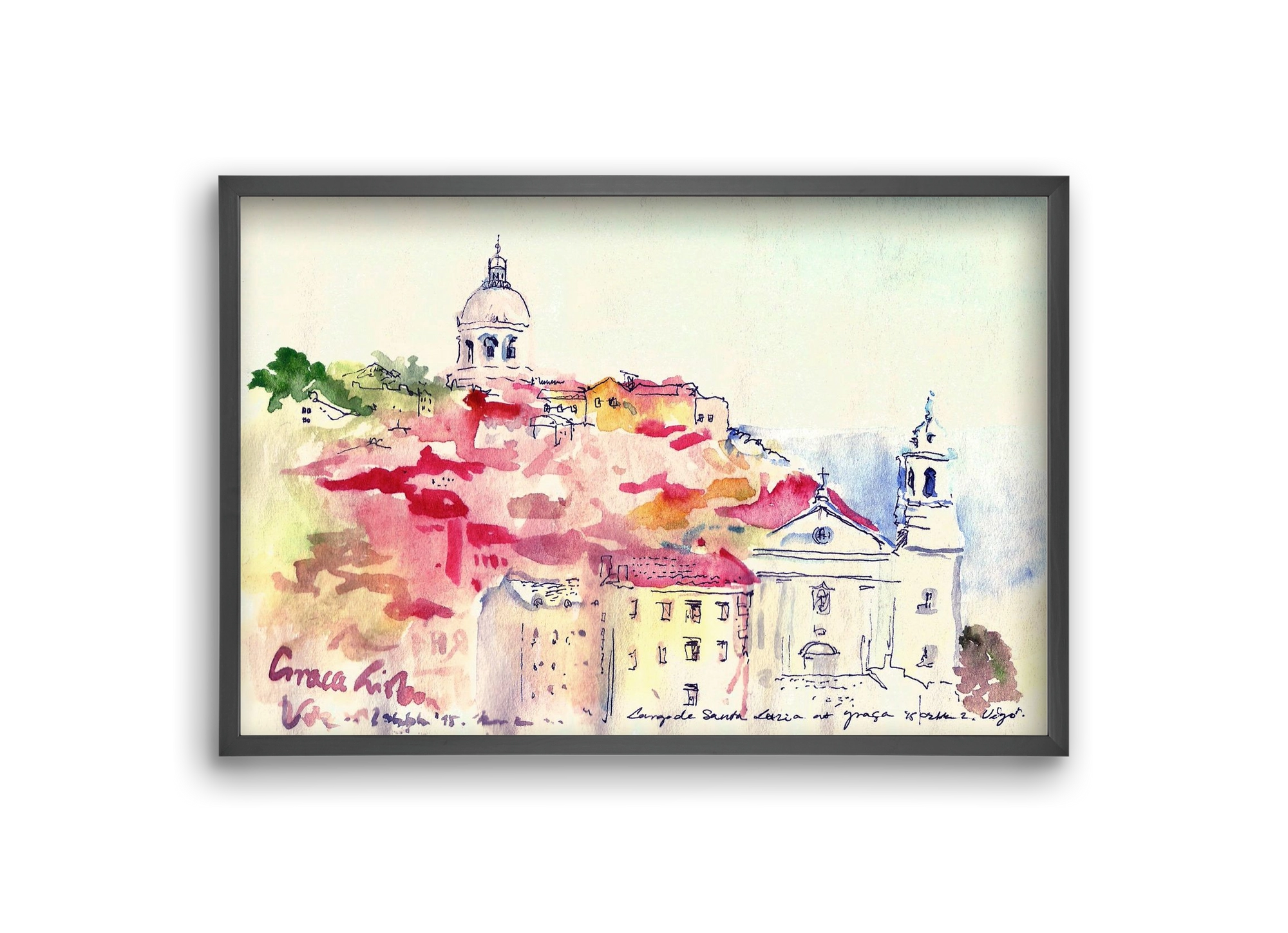 LISBON AQUARELLE NO.19, 30x20 cm (30x20 cm), Fekete keret