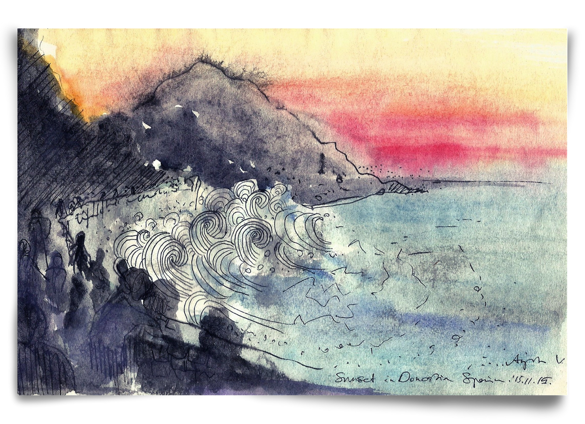 SAN SEBASTIAN AQUARELLE NO.1, 90x60 cm, Keret nélkül