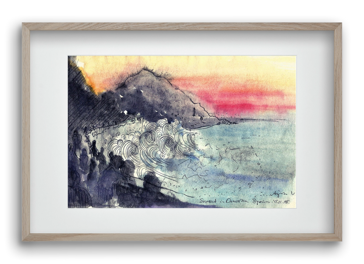SAN SEBASTIAN AQUARELLE NO.1, 60x40 cm (45x30 cm), Tölgy keret, paszpartuval