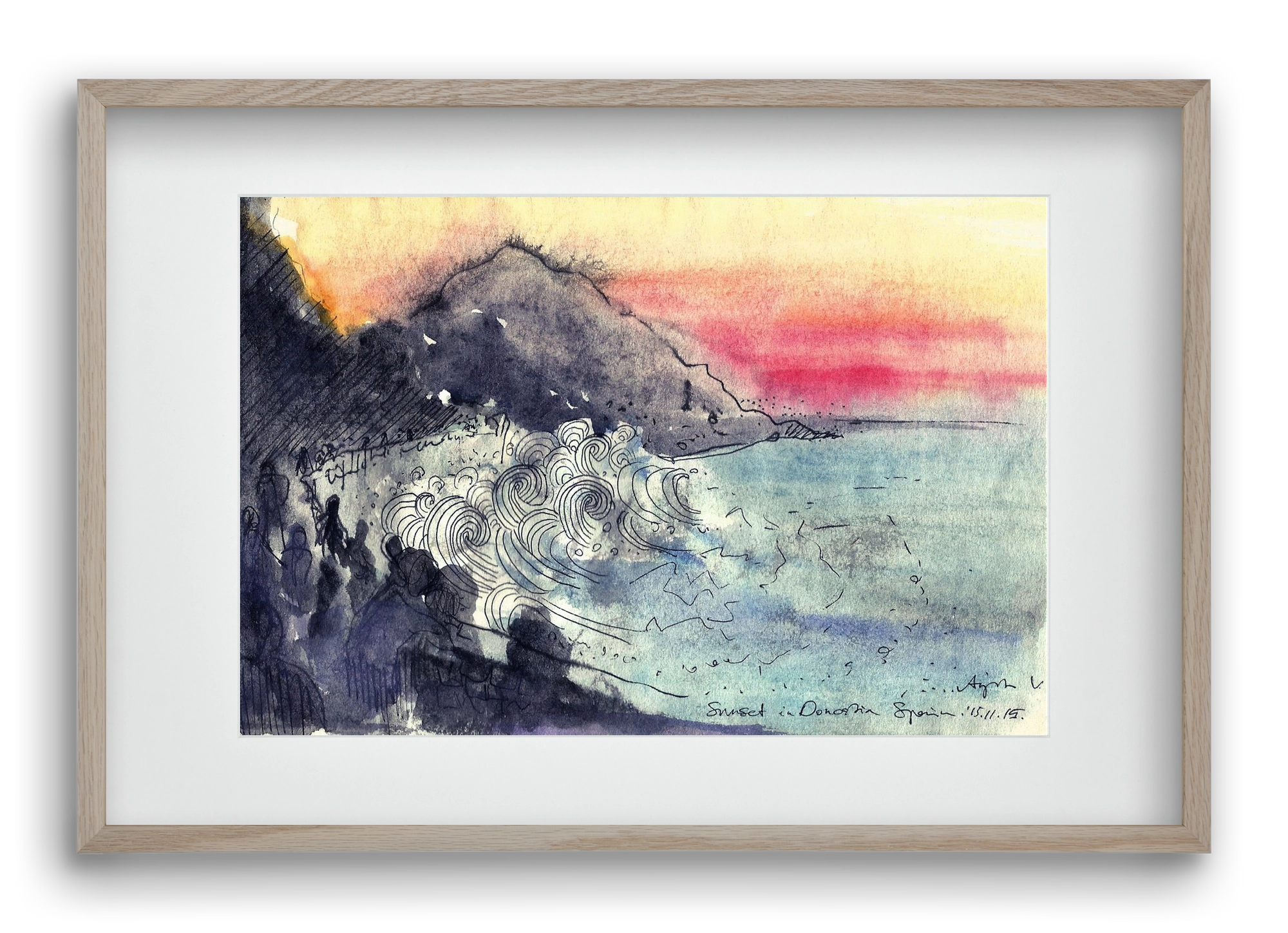 SAN SEBASTIAN AQUARELLE NO.1, 60x40 cm (45x30 cm), Tölgy keret, paszpartuval