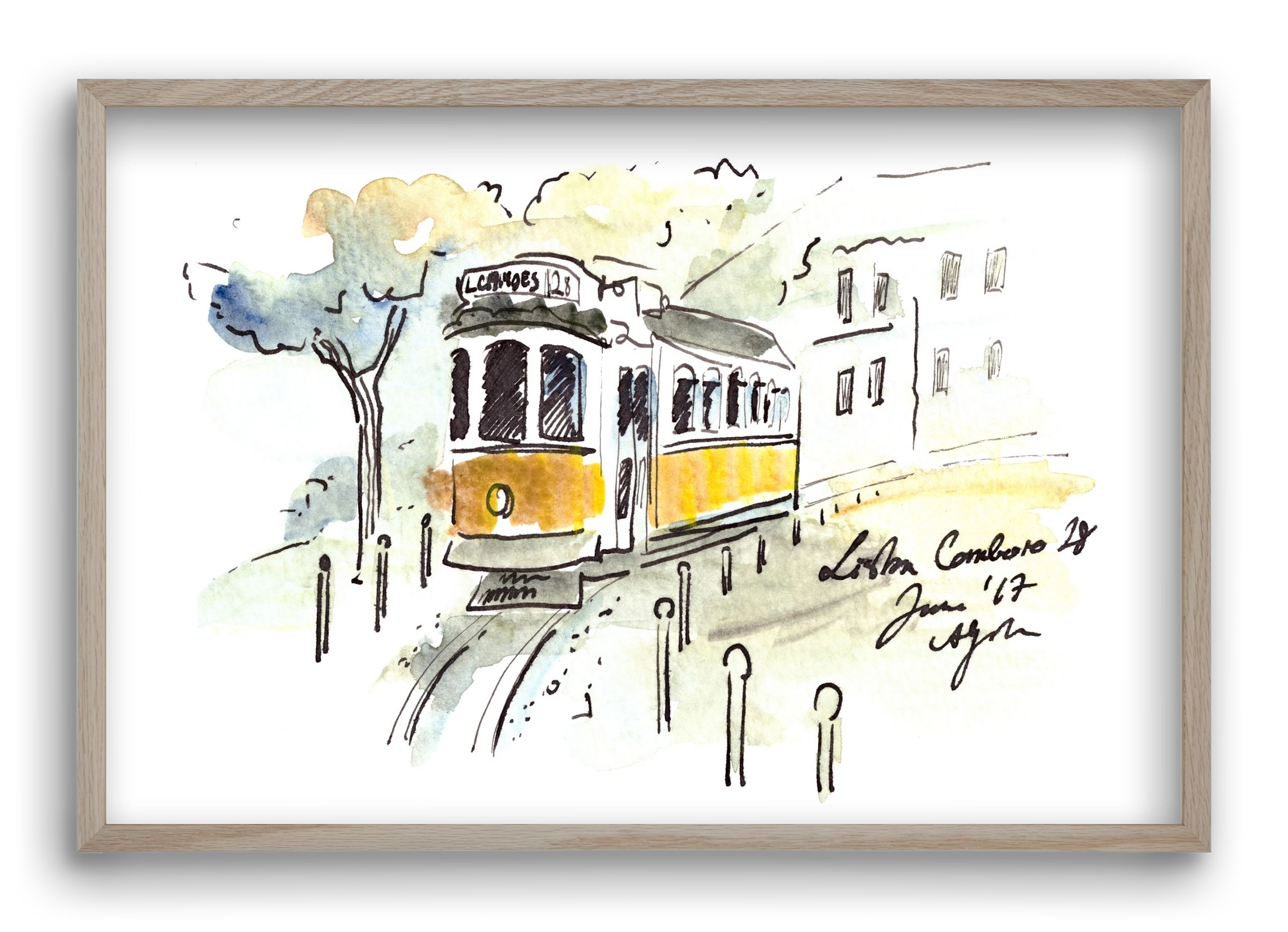 LISBON AQUARELLE NO.22, 60x40 cm (60x40 cm), Tölgy keret