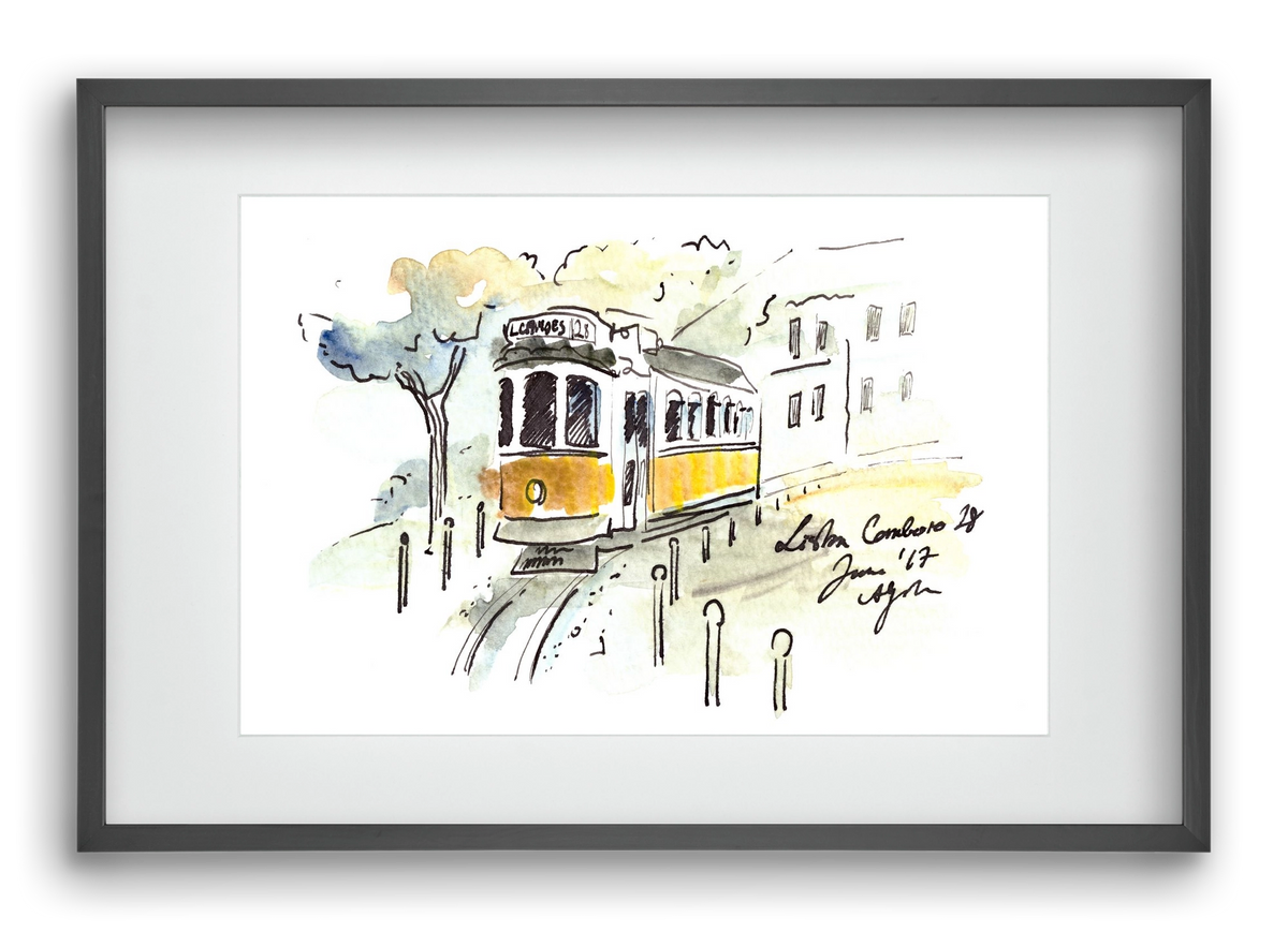 LISBON AQUARELLE NO.22, 60x40 cm (45x30 cm), Fekete keret, paszpartuval