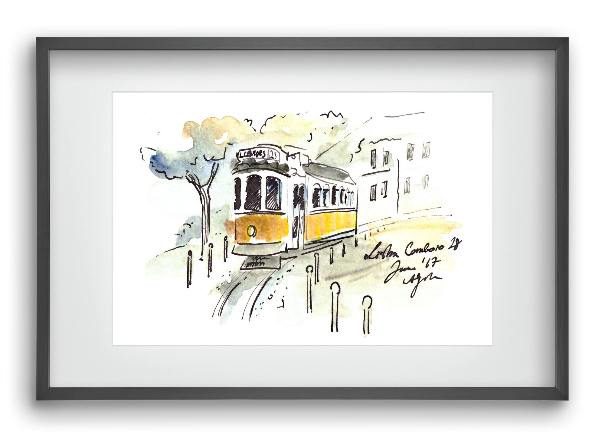 LISBON AQUARELLE NO.22, 60x40 cm (45x30 cm), Fekete keret, paszpartuval