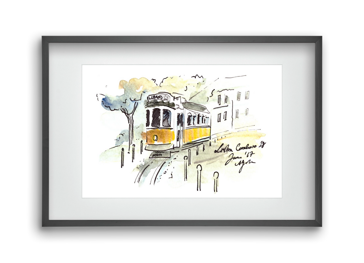 LISBON AQUARELLE NO.22, 45x30 cm (30x20 cm), Fekete keret, paszpartuval