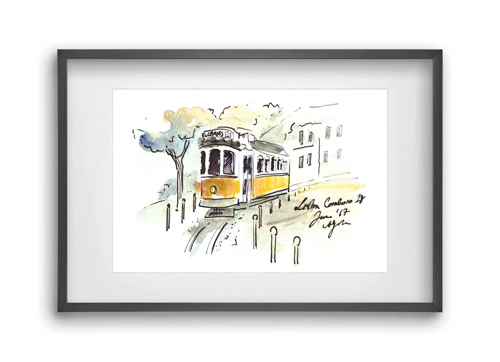 LISBON AQUARELLE NO.22, 45x30 cm (30x20 cm), Fekete keret, paszpartuval