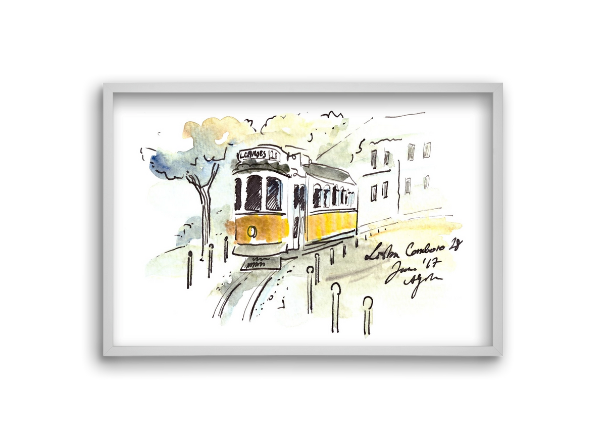 LISBON AQUARELLE NO.22, 30x20 cm (30x20 cm), Fehér keret