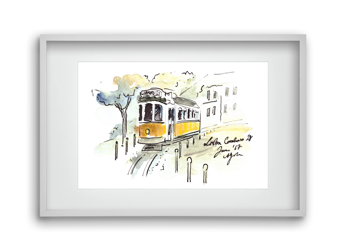 LISBON AQUARELLE NO.22, 45x30 cm (30x20 cm), Fehér keret, paszpartuval