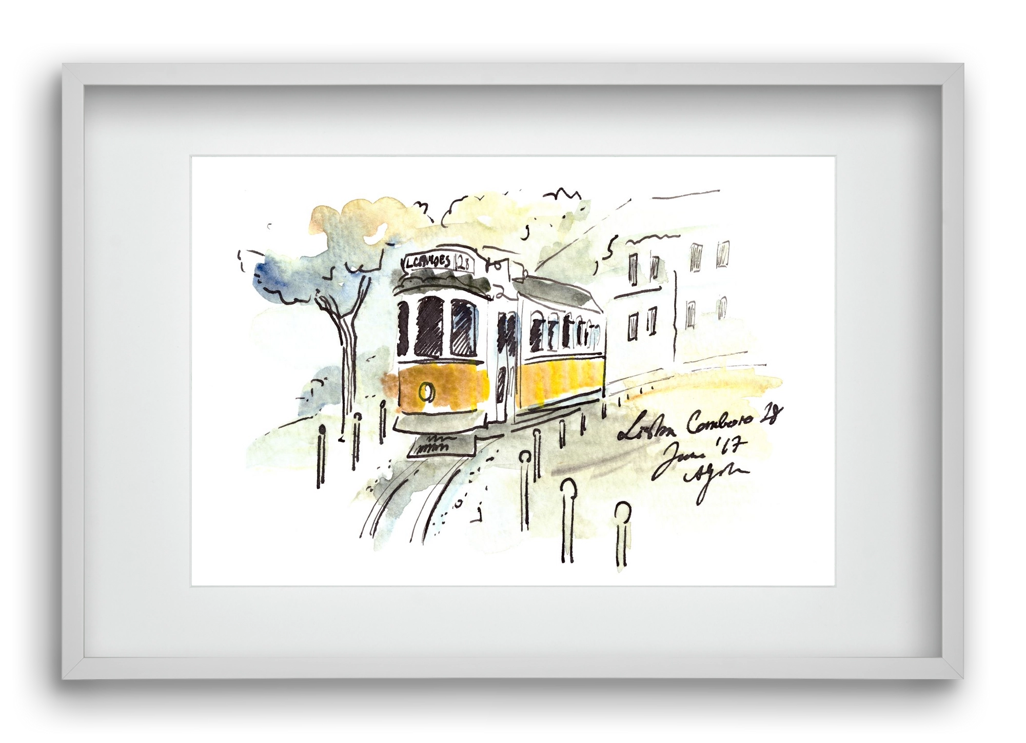 LISBON AQUARELLE NO.22, 60x40 cm (45x30 cm), Fehér keret, paszpartuval