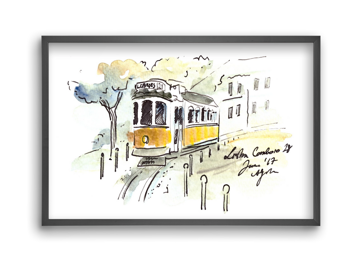 LISBON AQUARELLE NO.22, 45x30 cm (45x30 cm), Fekete keret