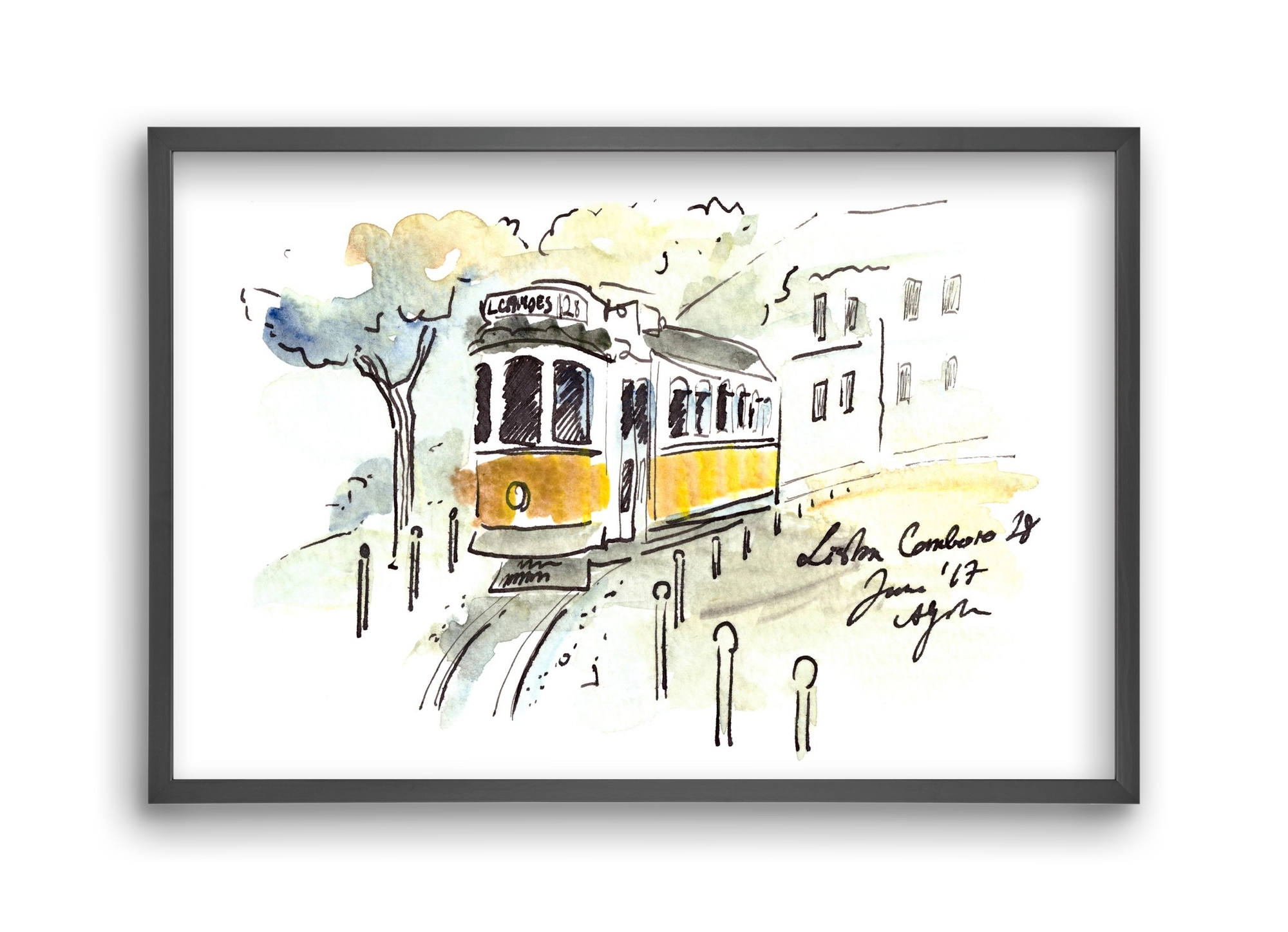 LISBON AQUARELLE NO.22, 45x30 cm (45x30 cm), Fekete keret