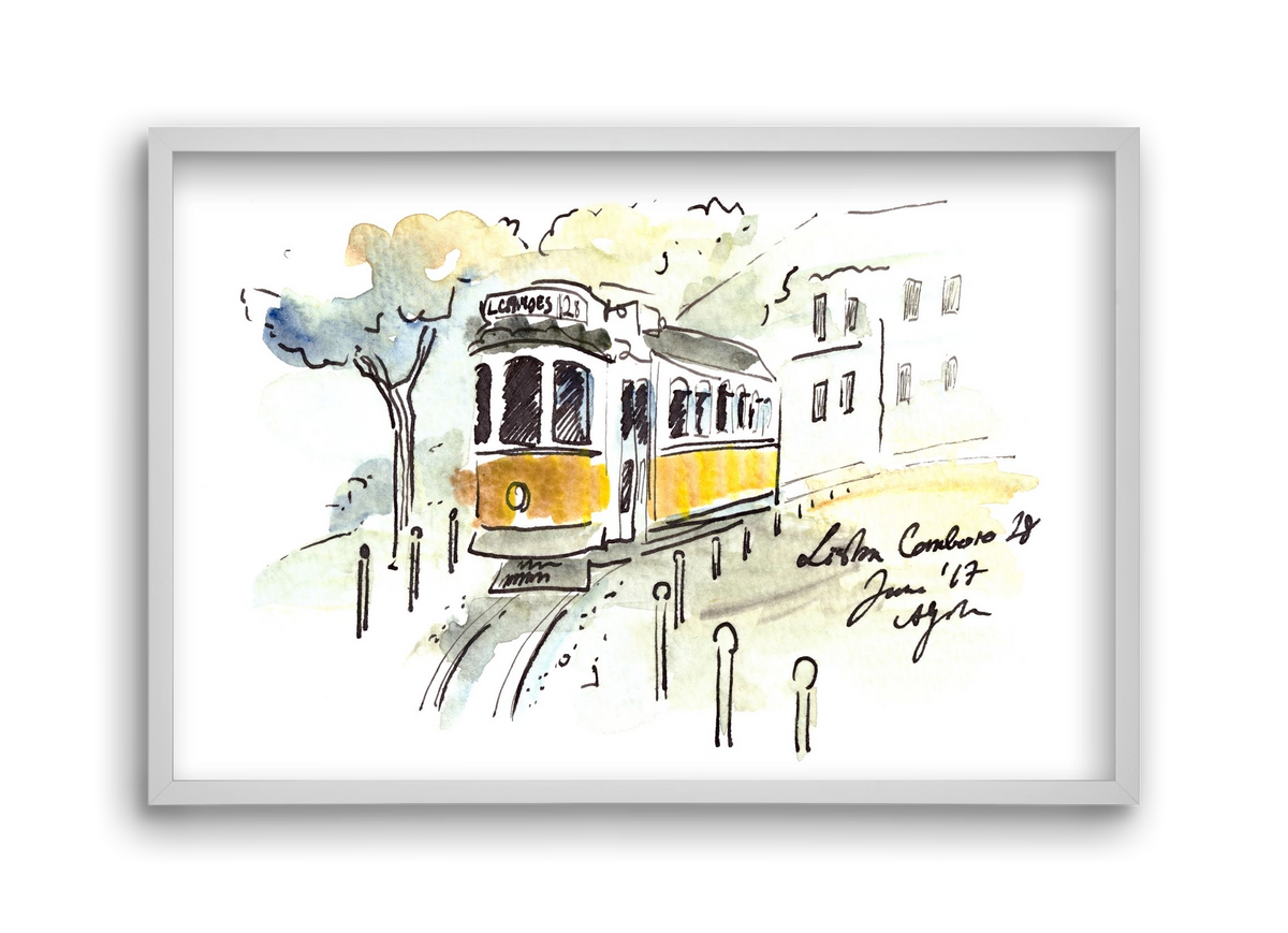 LISBON AQUARELLE NO.22, 45x30 cm (45x30 cm), Fehér keret