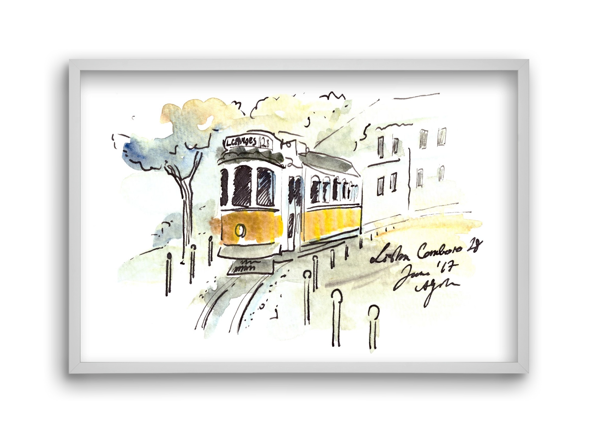 LISBON AQUARELLE NO.22, 45x30 cm (45x30 cm), Fehér keret