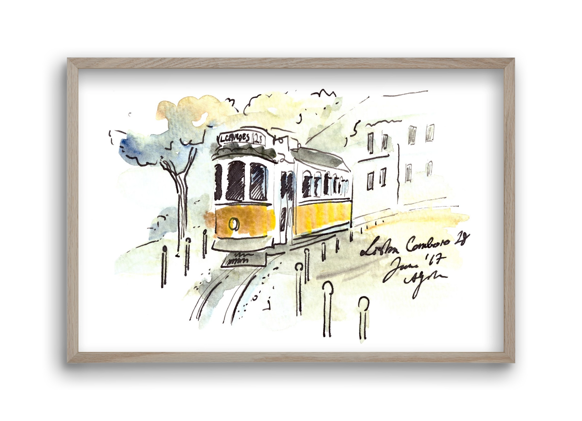 LISBON AQUARELLE NO.22, 45x30 cm (45x30 cm), Tölgy keret