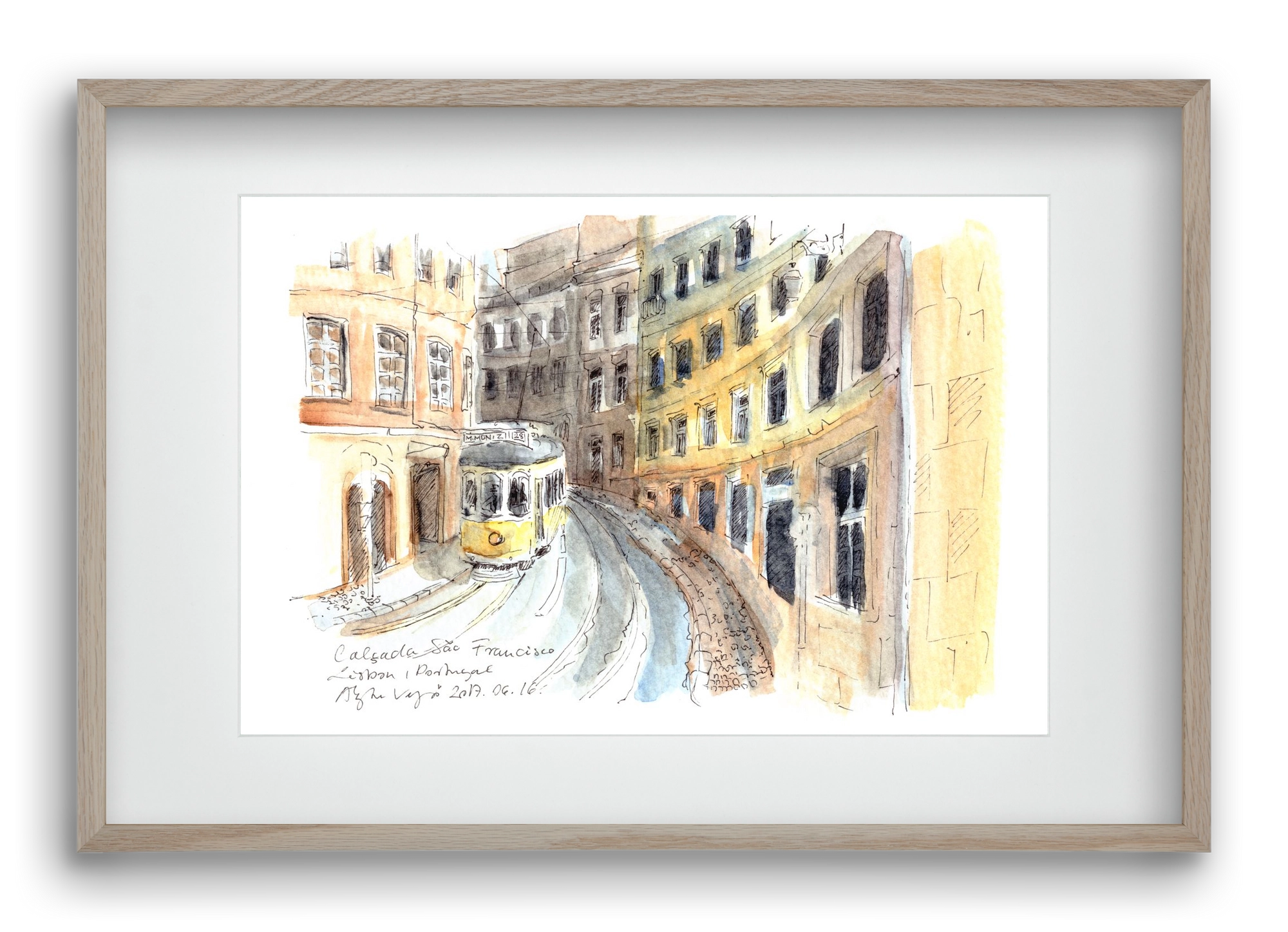 LISBON AQUARELLE NO.21, 60x40 cm (45x30 cm), Tölgy keret, paszpartuval