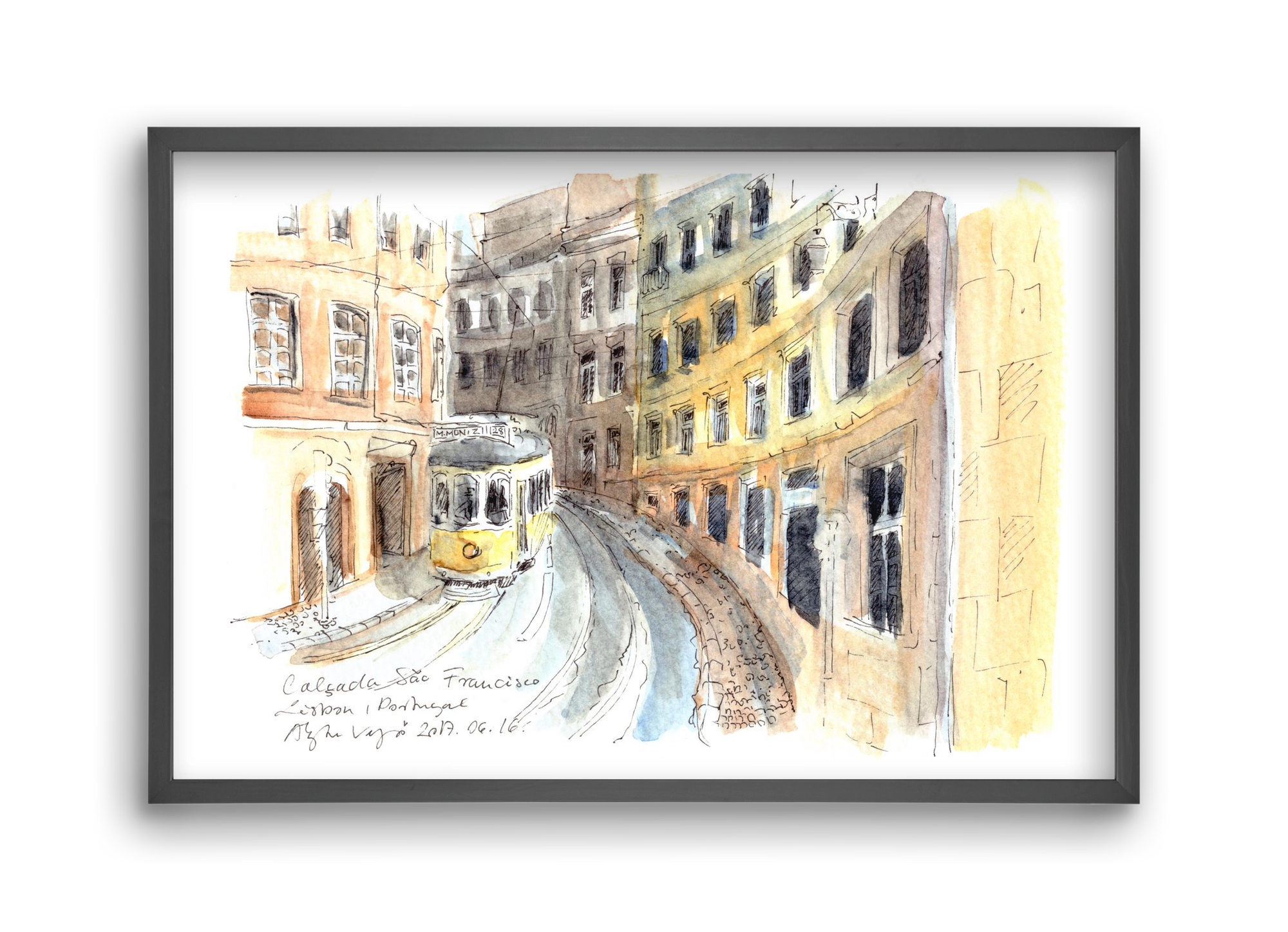 LISBON AQUARELLE NO.21, 45x30 cm (45x30 cm), Fekete keret