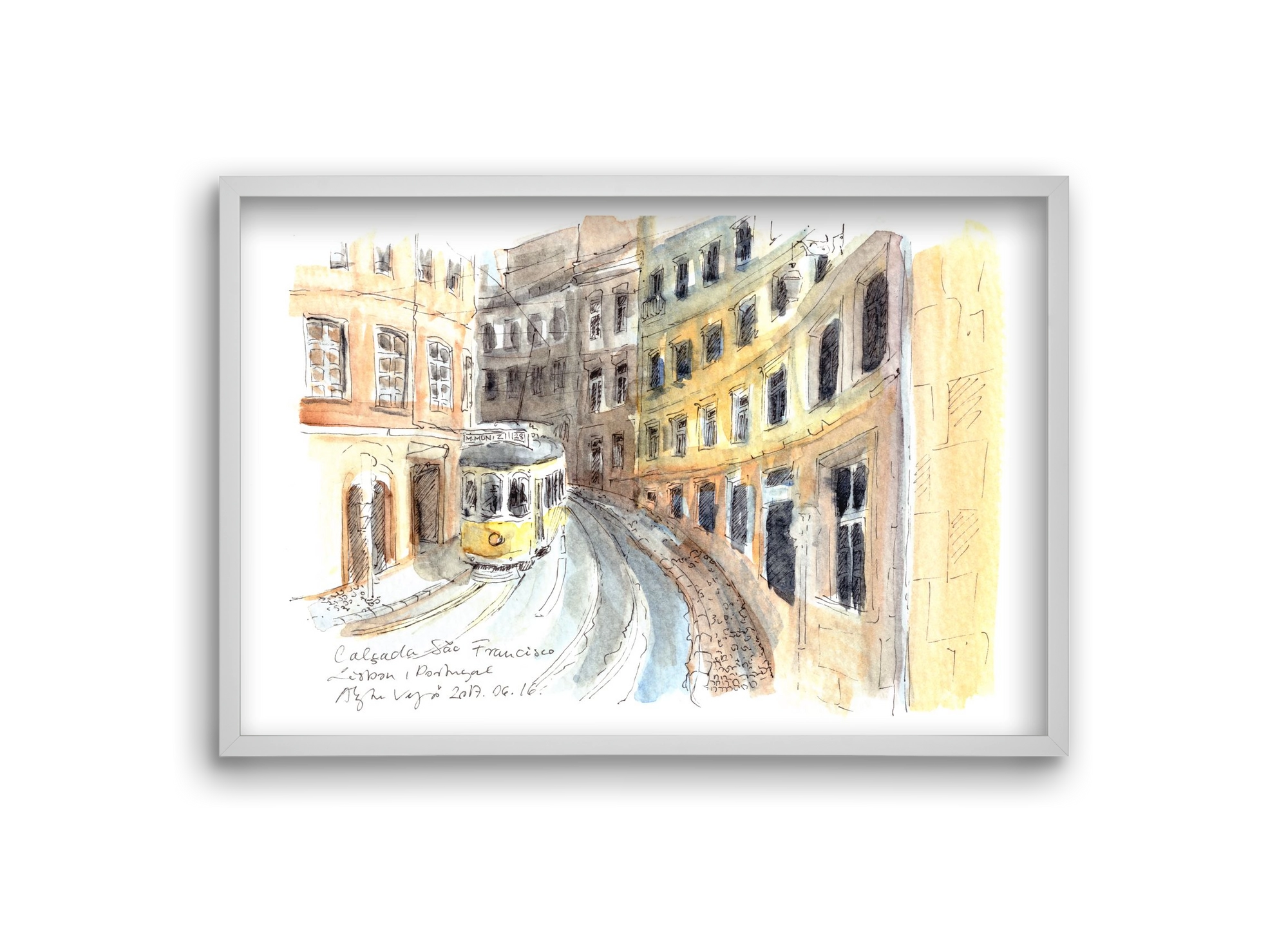 LISBON AQUARELLE NO.21, 30x20 cm (30x20 cm), Fehér keret