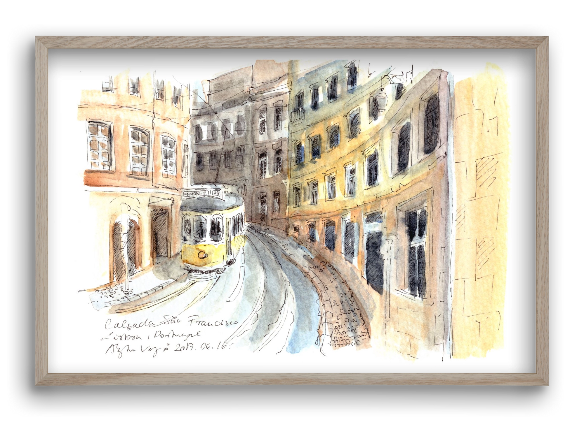 LISBON AQUARELLE NO.21, 60x40 cm (60x40 cm), Tölgy keret