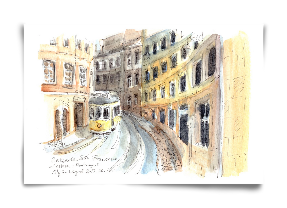 LISBON AQUARELLE NO.21, 60x40 cm, Keret nélkül