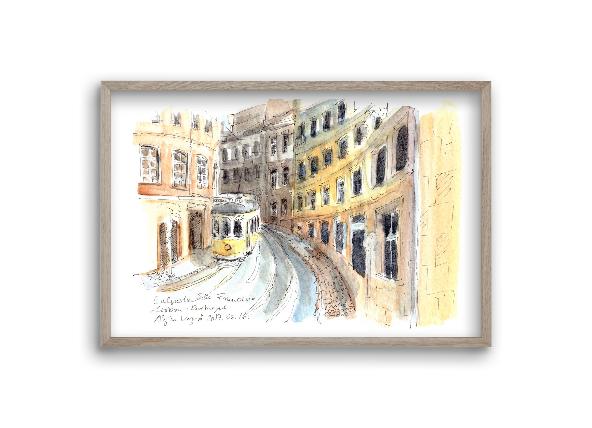 LISBON AQUARELLE NO.21, 30x20 cm (30x20 cm), Tölgy keret