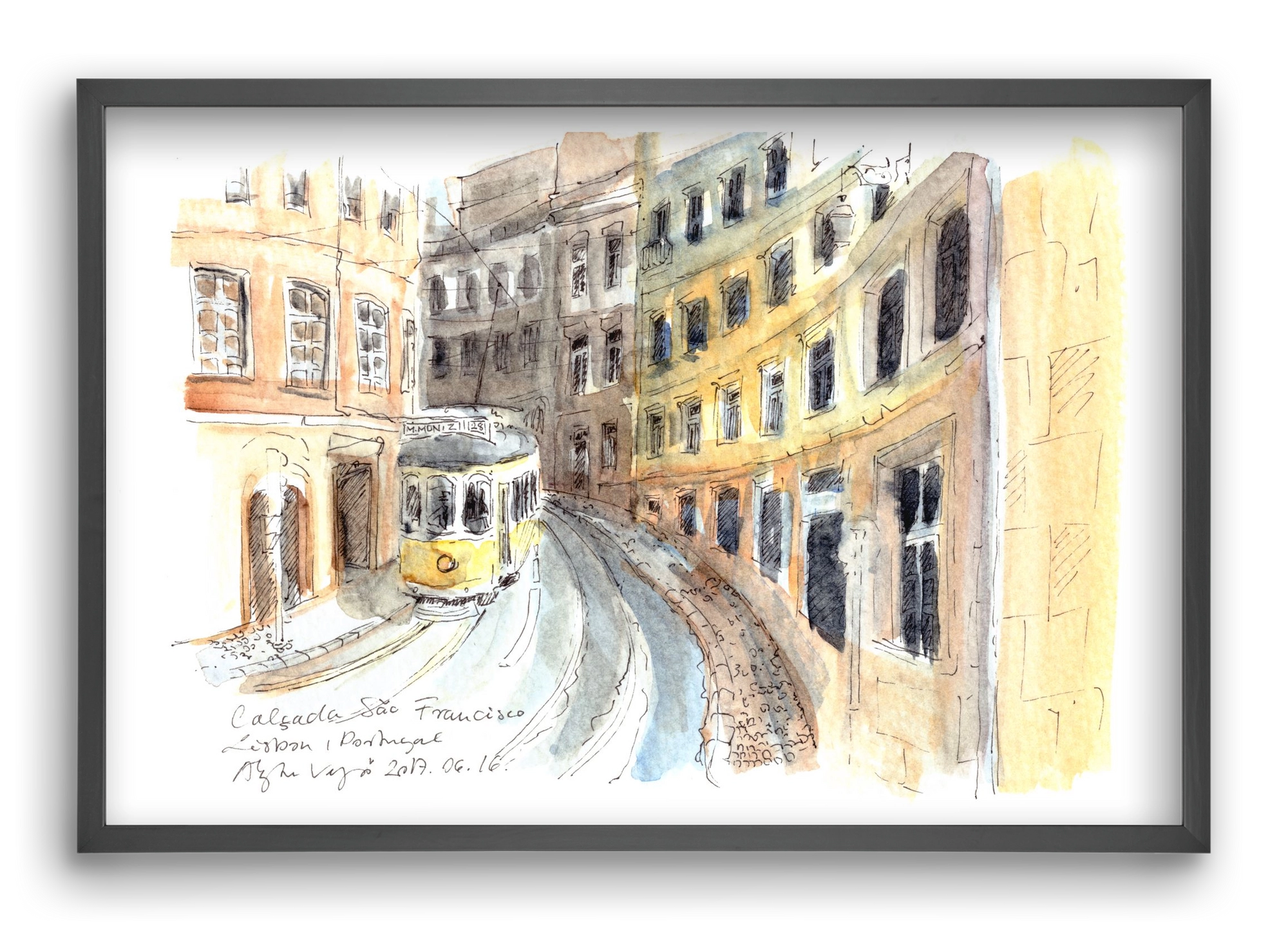 LISBON AQUARELLE NO.21, 60x40 cm (60x40 cm), Fekete keret