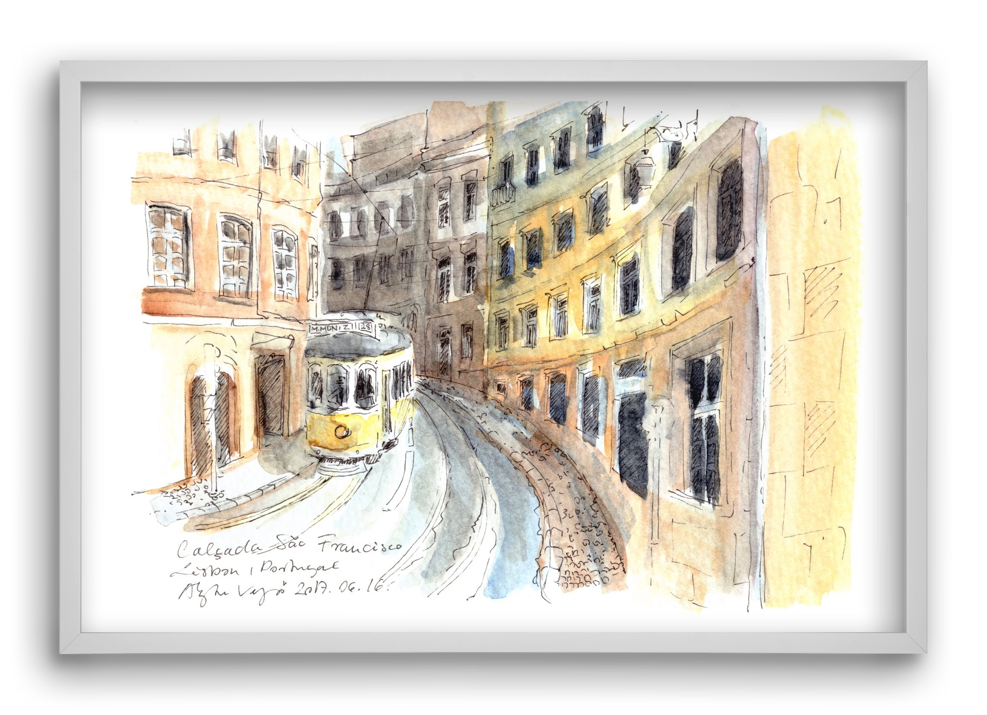 LISBON AQUARELLE NO.21, 60x40 cm (60x40 cm), Fehér keret