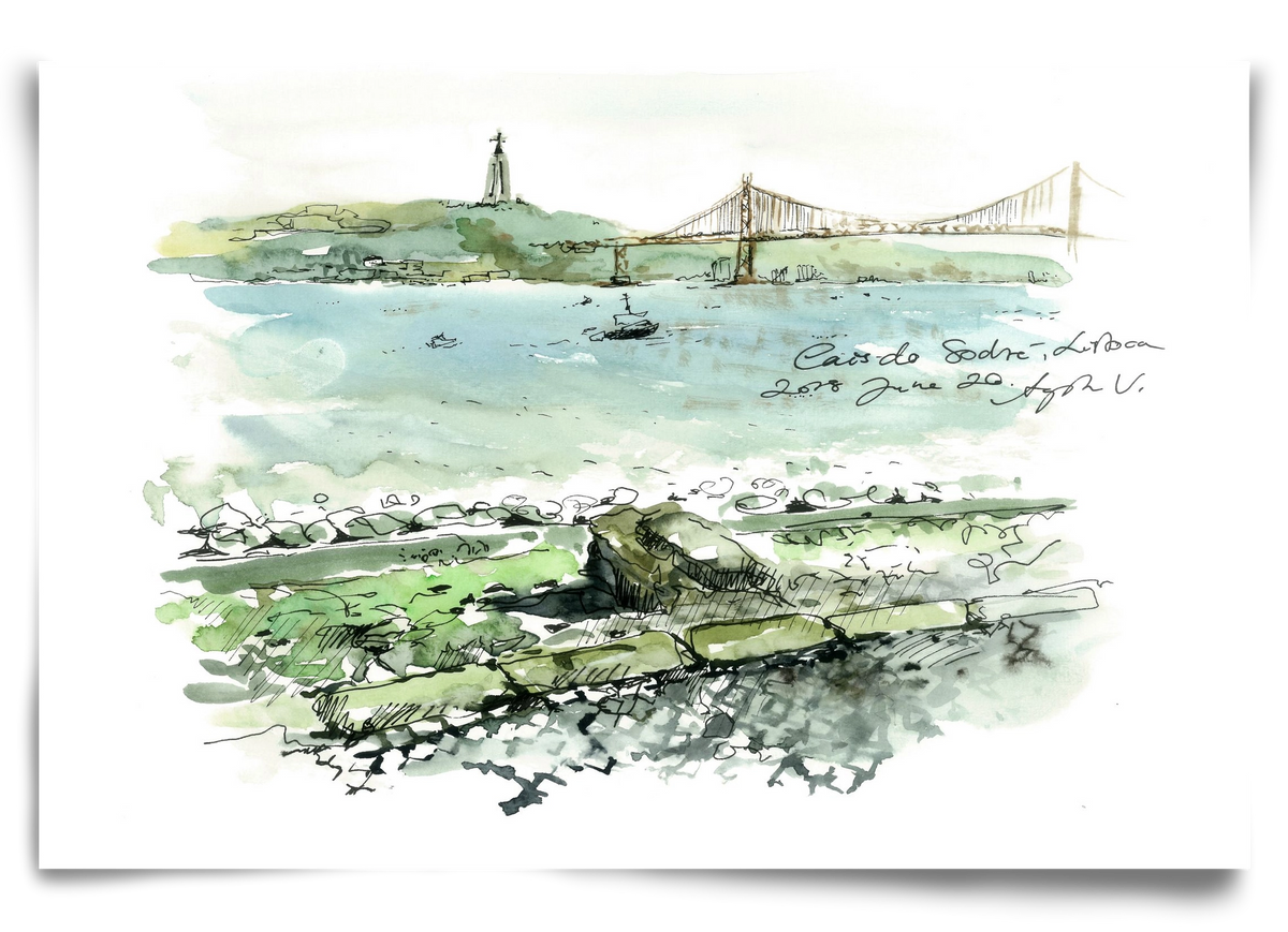 LISBON AQUARELLE NO.23, 90x60 cm, Keret nélkül