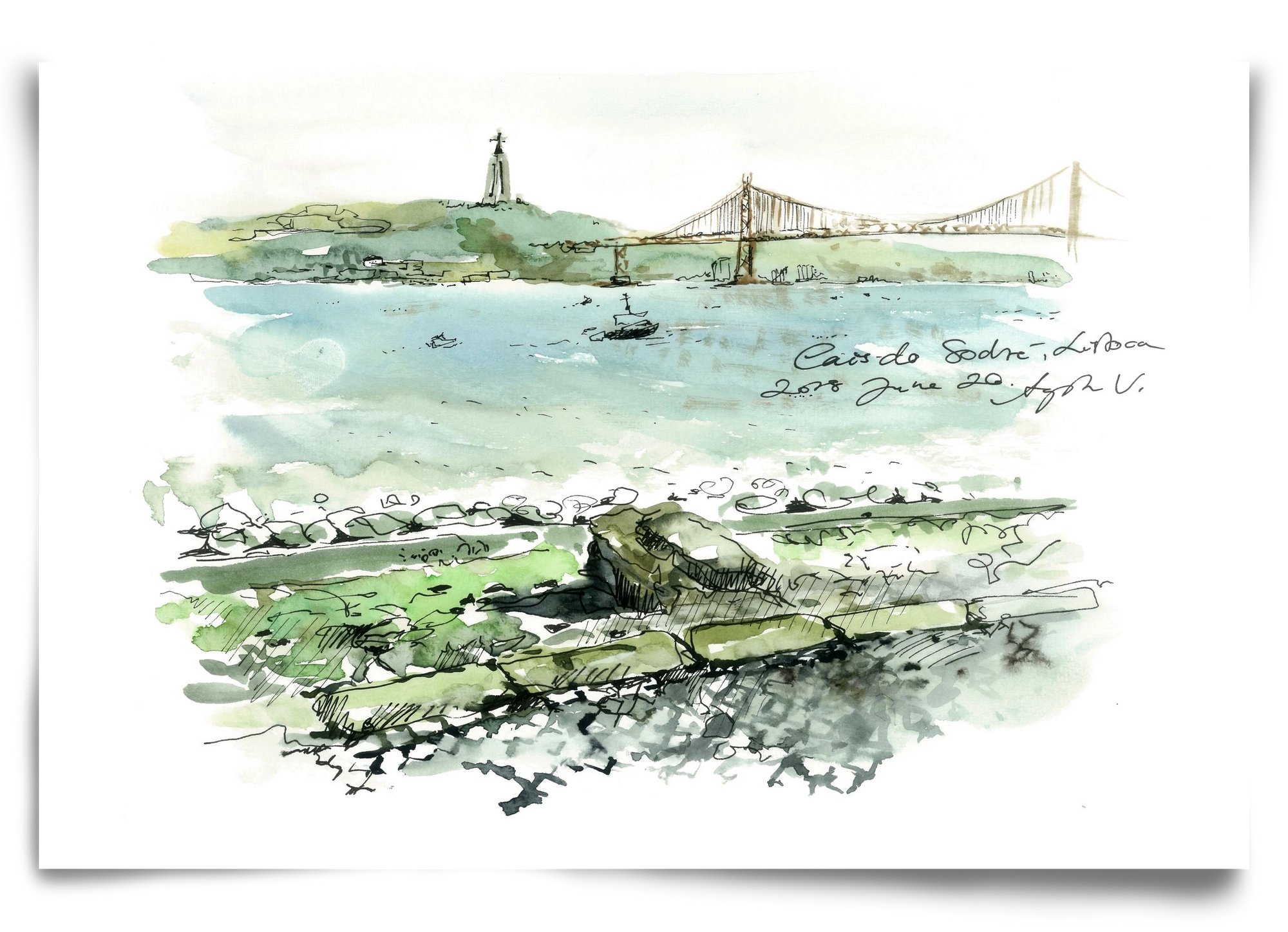 LISBON AQUARELLE NO.23, 90x60 cm, Keret nélkül