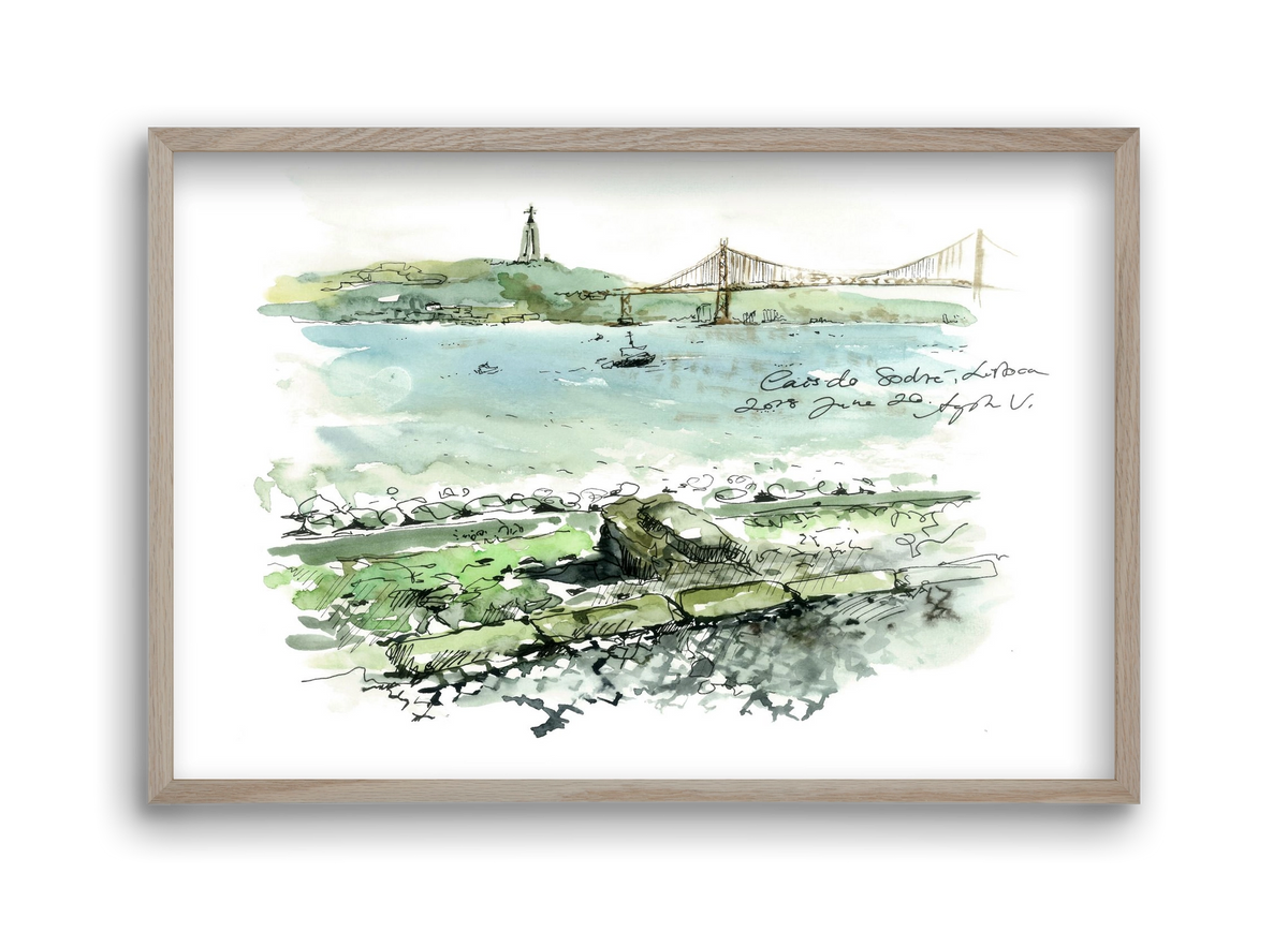 LISBON AQUARELLE NO.23, 45x30 cm (45x30 cm), Tölgy keret