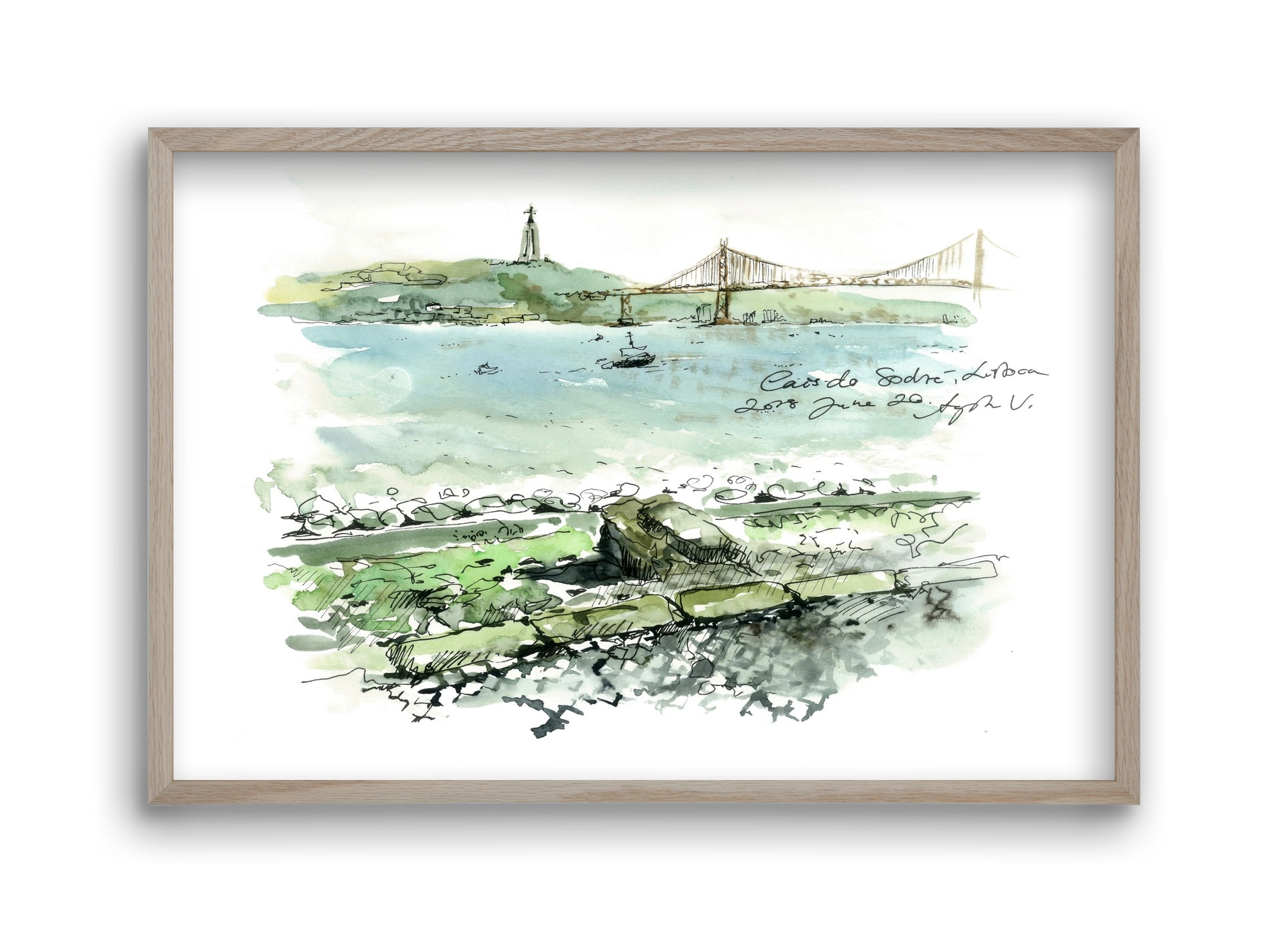 LISBON AQUARELLE NO.23, 45x30 cm (45x30 cm), Tölgy keret