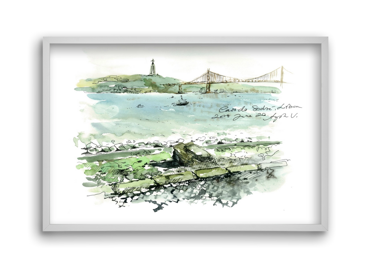 LISBON AQUARELLE NO.23, 45x30 cm (45x30 cm), Fehér keret