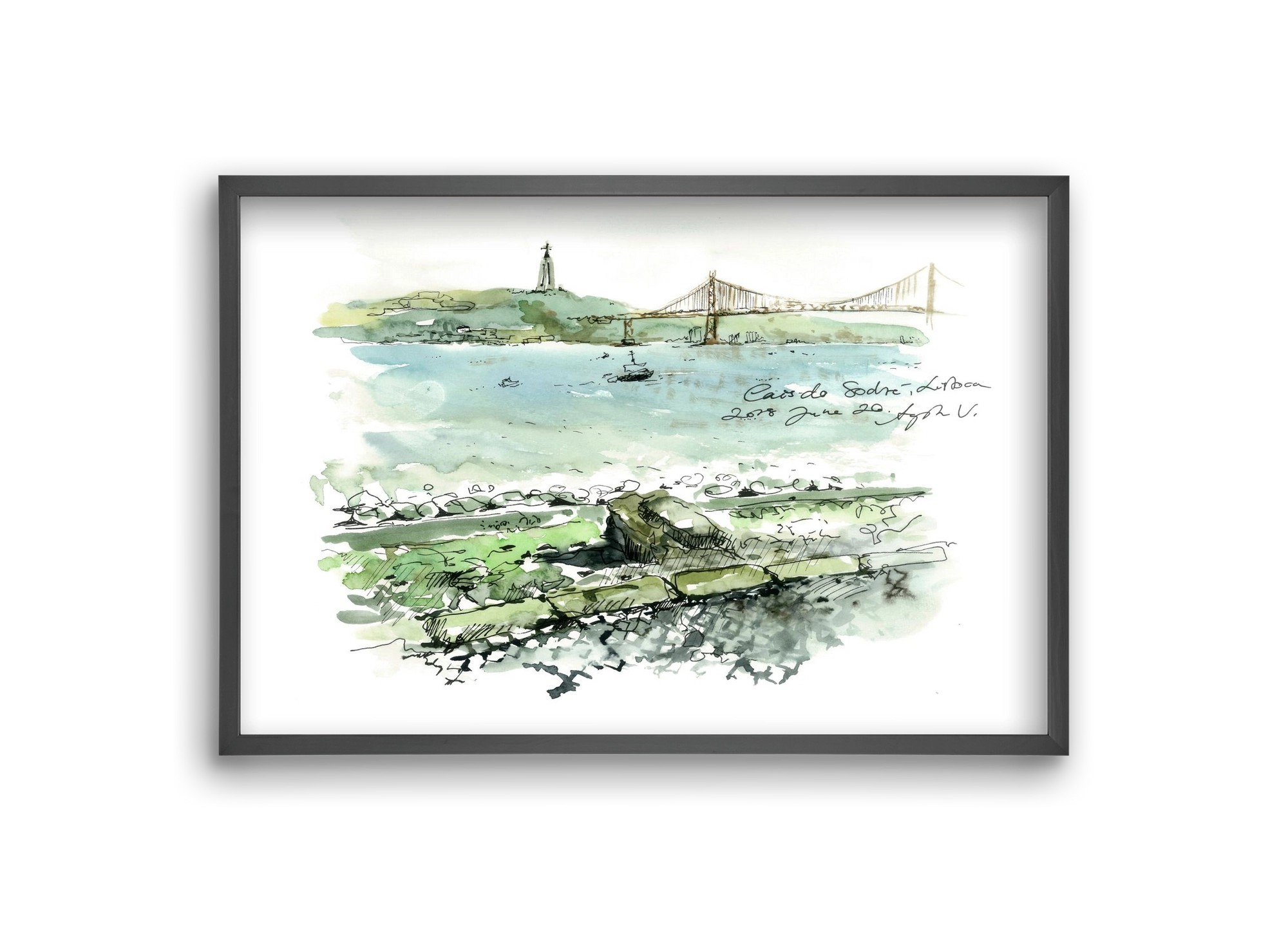 LISBON AQUARELLE NO.23, 30x20 cm (30x20 cm), Fekete keret