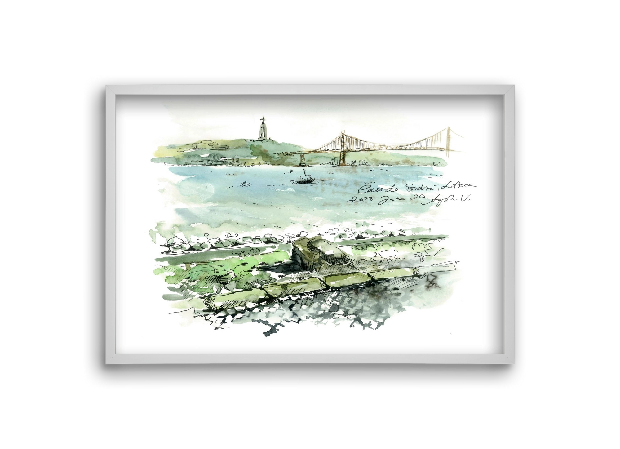 LISBON AQUARELLE NO.23, 30x20 cm (30x20 cm), Fehér keret