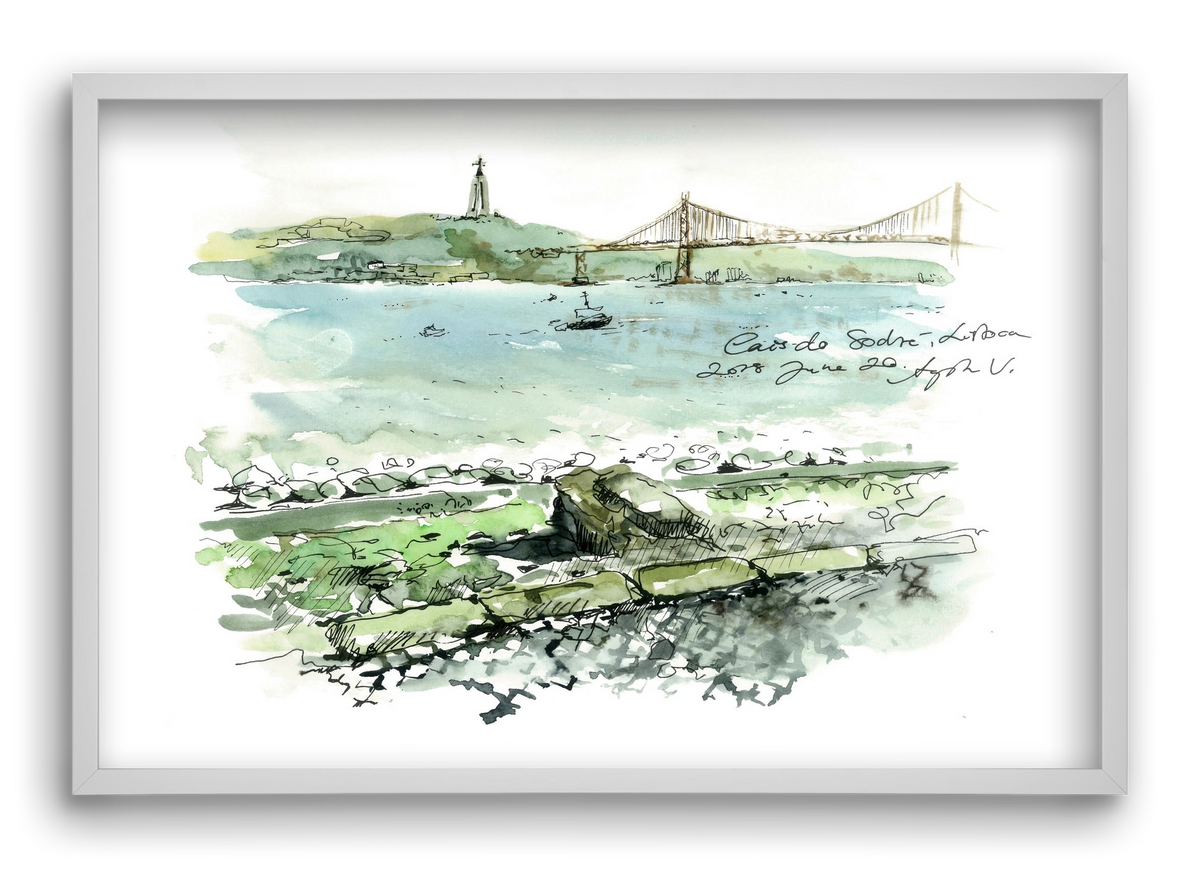 LISBON AQUARELLE NO.23, 60x40 cm (60x40 cm), Fehér keret