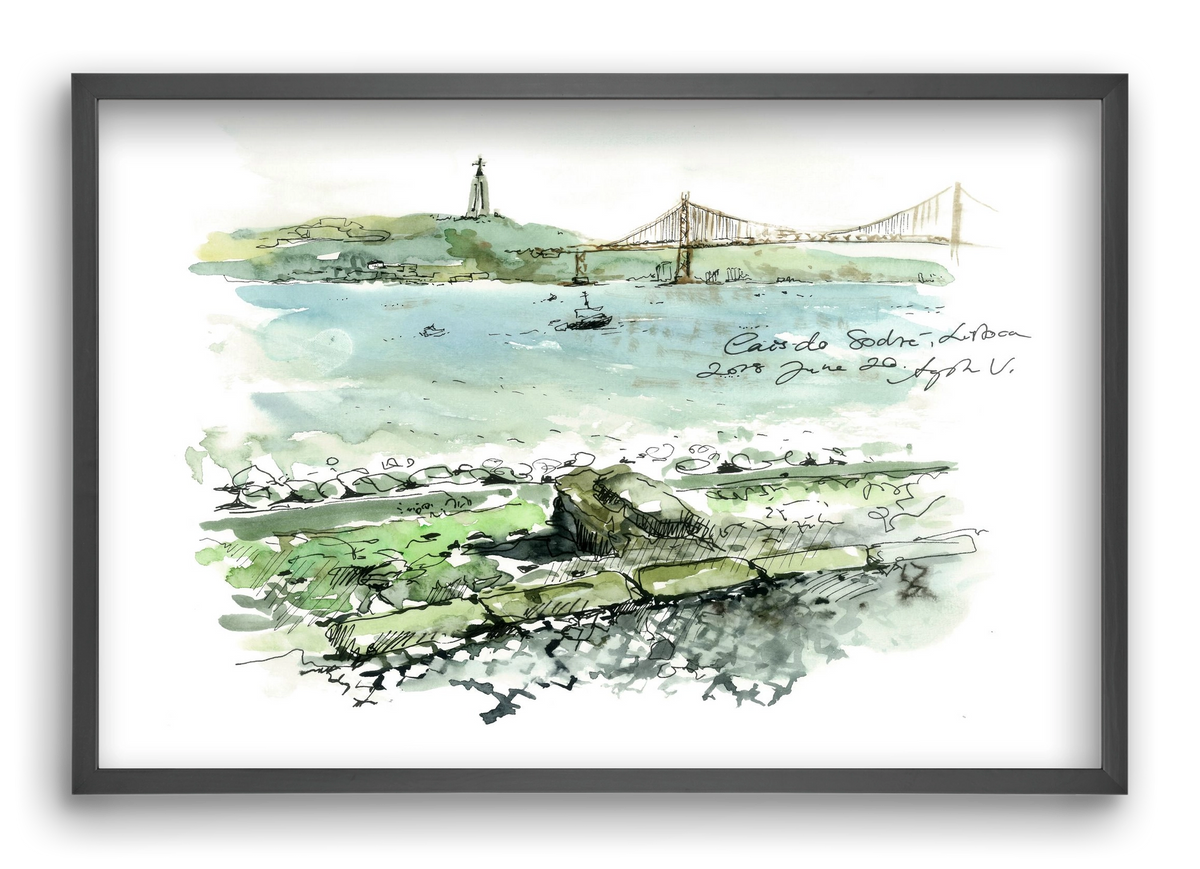 LISBON AQUARELLE NO.23, 60x40 cm (60x40 cm), Fekete keret