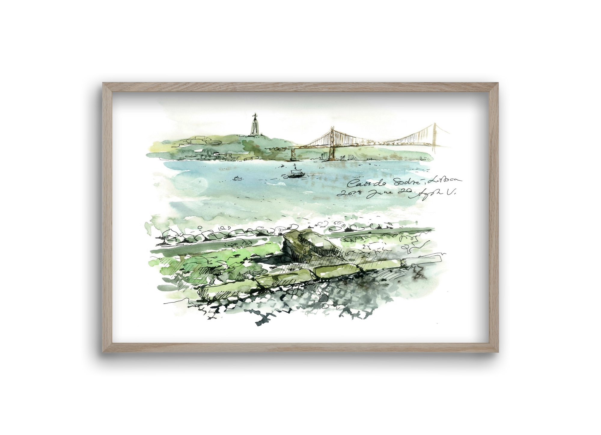 LISBON AQUARELLE NO.23, 30x20 cm (30x20 cm), Tölgy keret