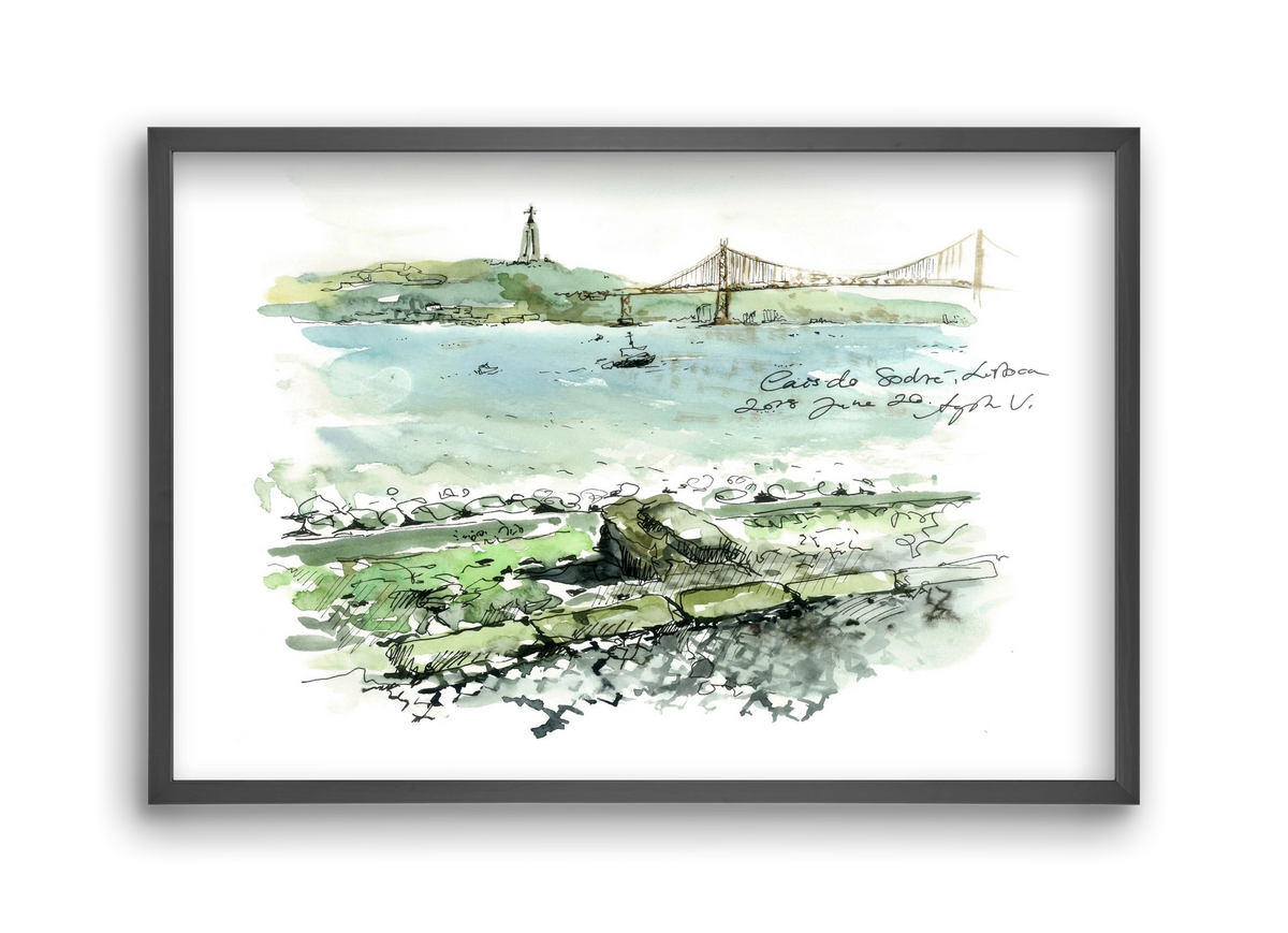 LISBON AQUARELLE NO.23, 45x30 cm (45x30 cm), Fekete keret