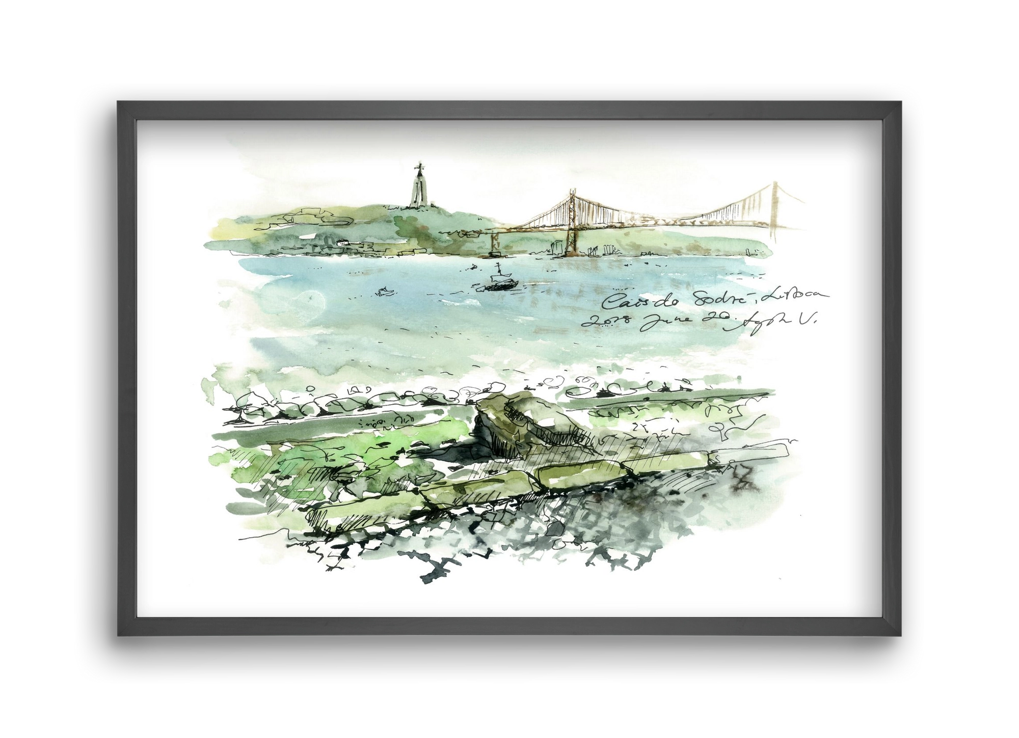 LISBON AQUARELLE NO.23, 45x30 cm (45x30 cm), Fekete keret