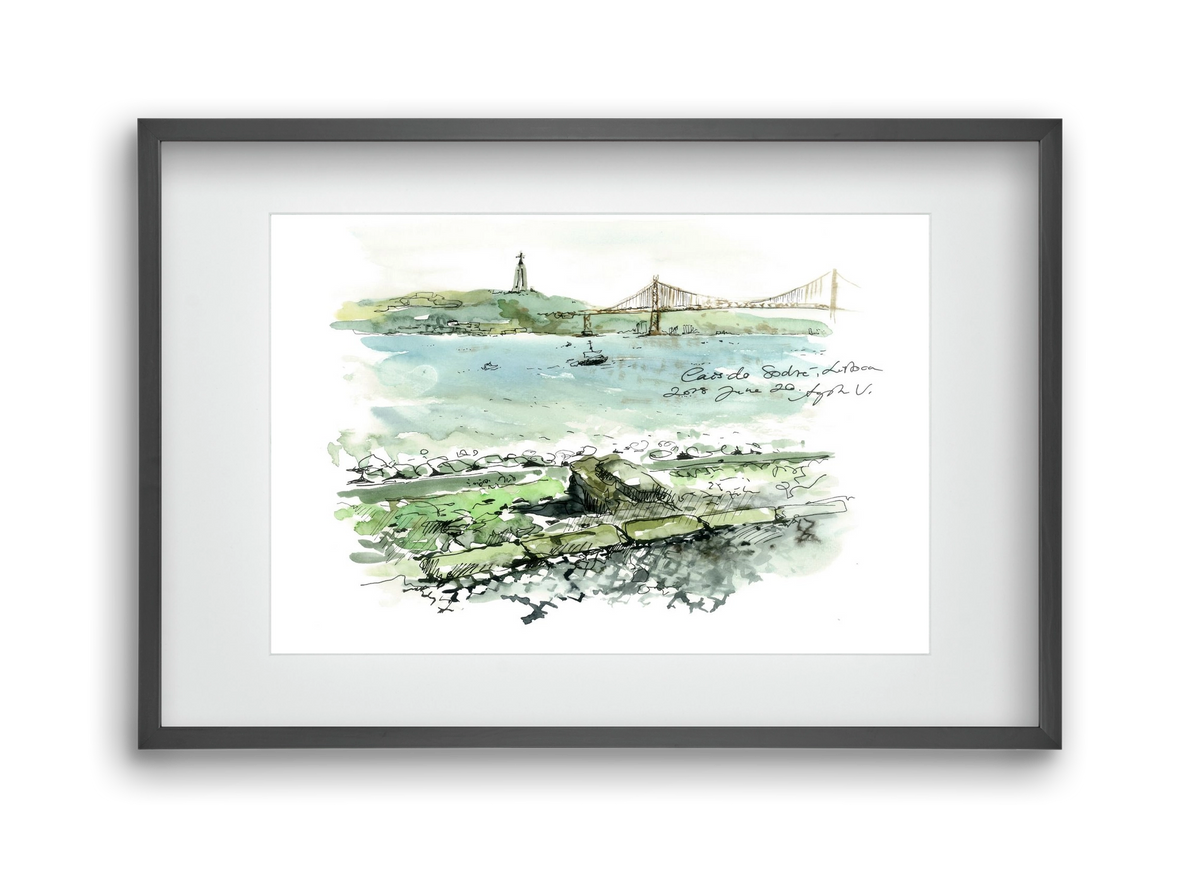 LISBON AQUARELLE NO.23, 45x30 cm (30x20 cm), Fekete keret, paszpartuval