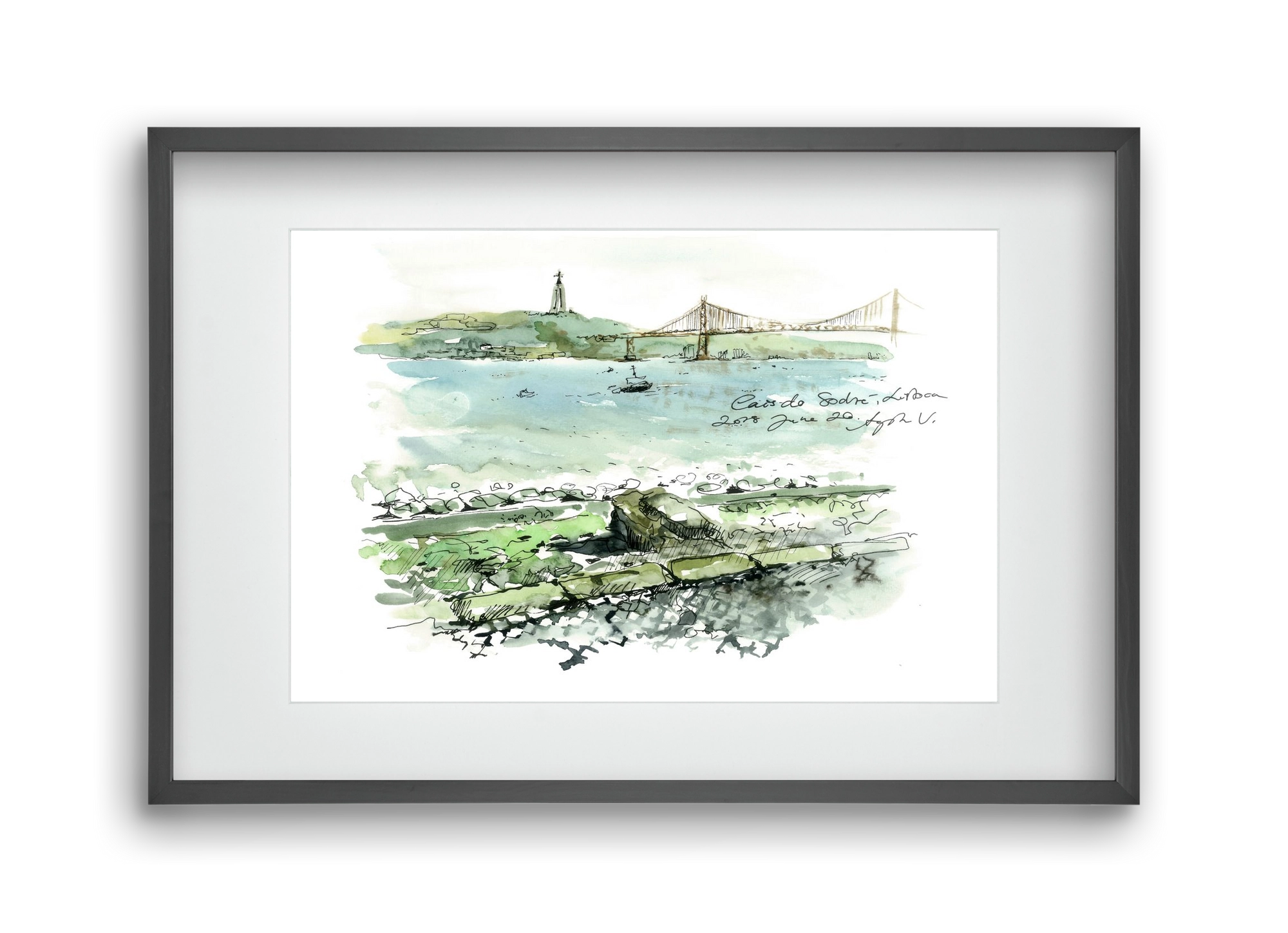 LISBON AQUARELLE NO.23, 45x30 cm (30x20 cm), Fekete keret, paszpartuval