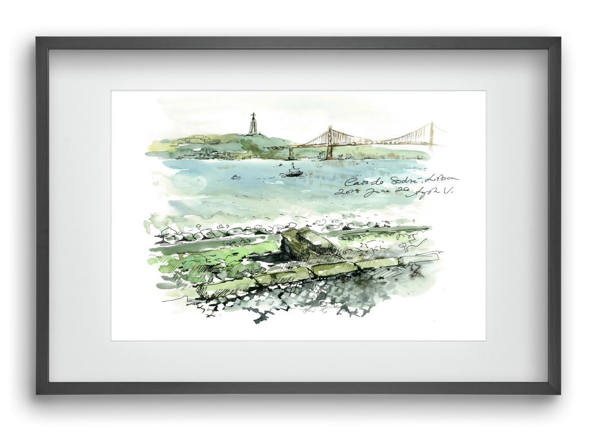 LISBON AQUARELLE NO.23, 60x40 cm (45x30 cm), Fekete keret, paszpartuval