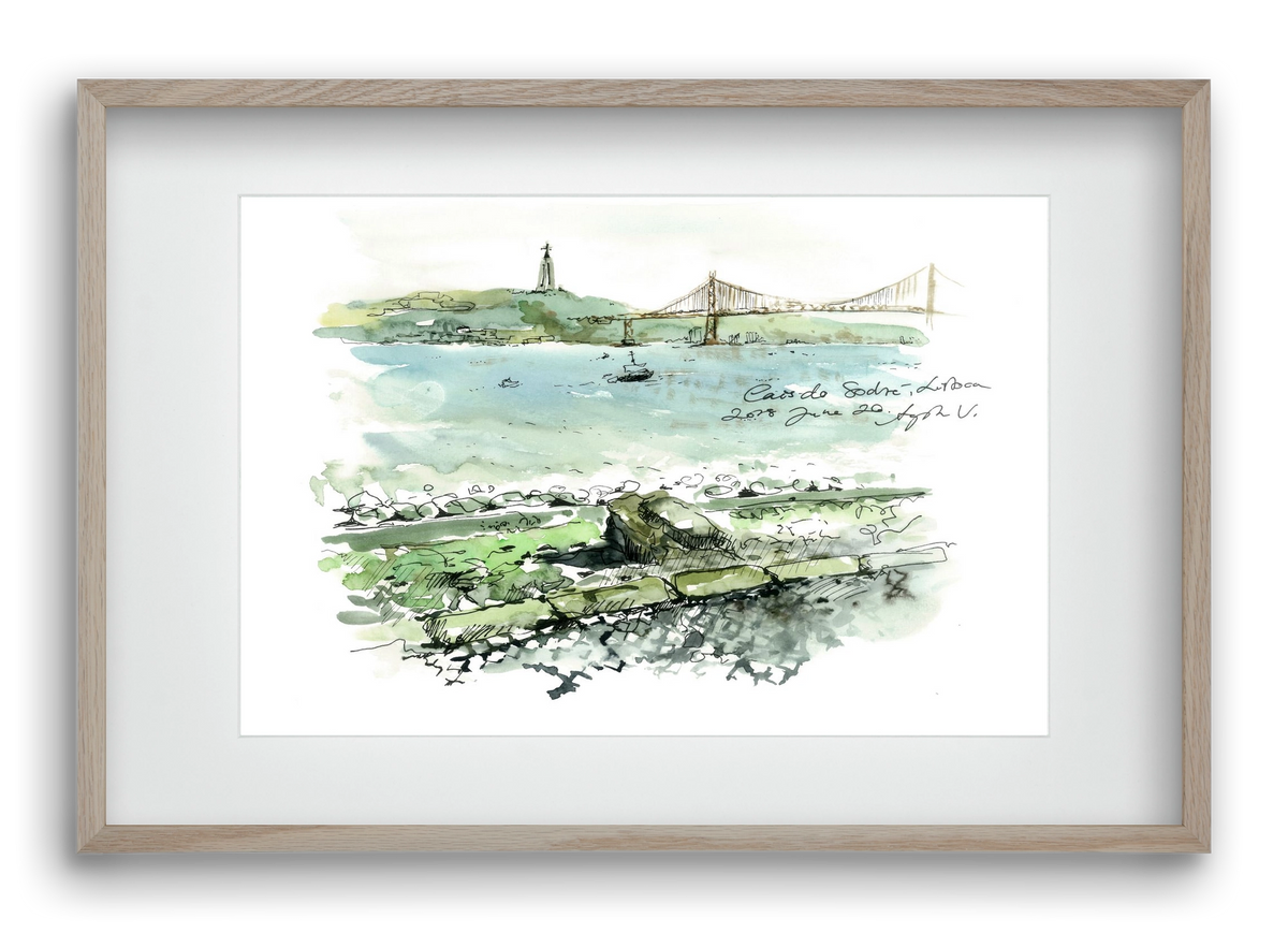 LISBON AQUARELLE NO.23, 60x40 cm (45x30 cm), Tölgy keret, paszpartuval