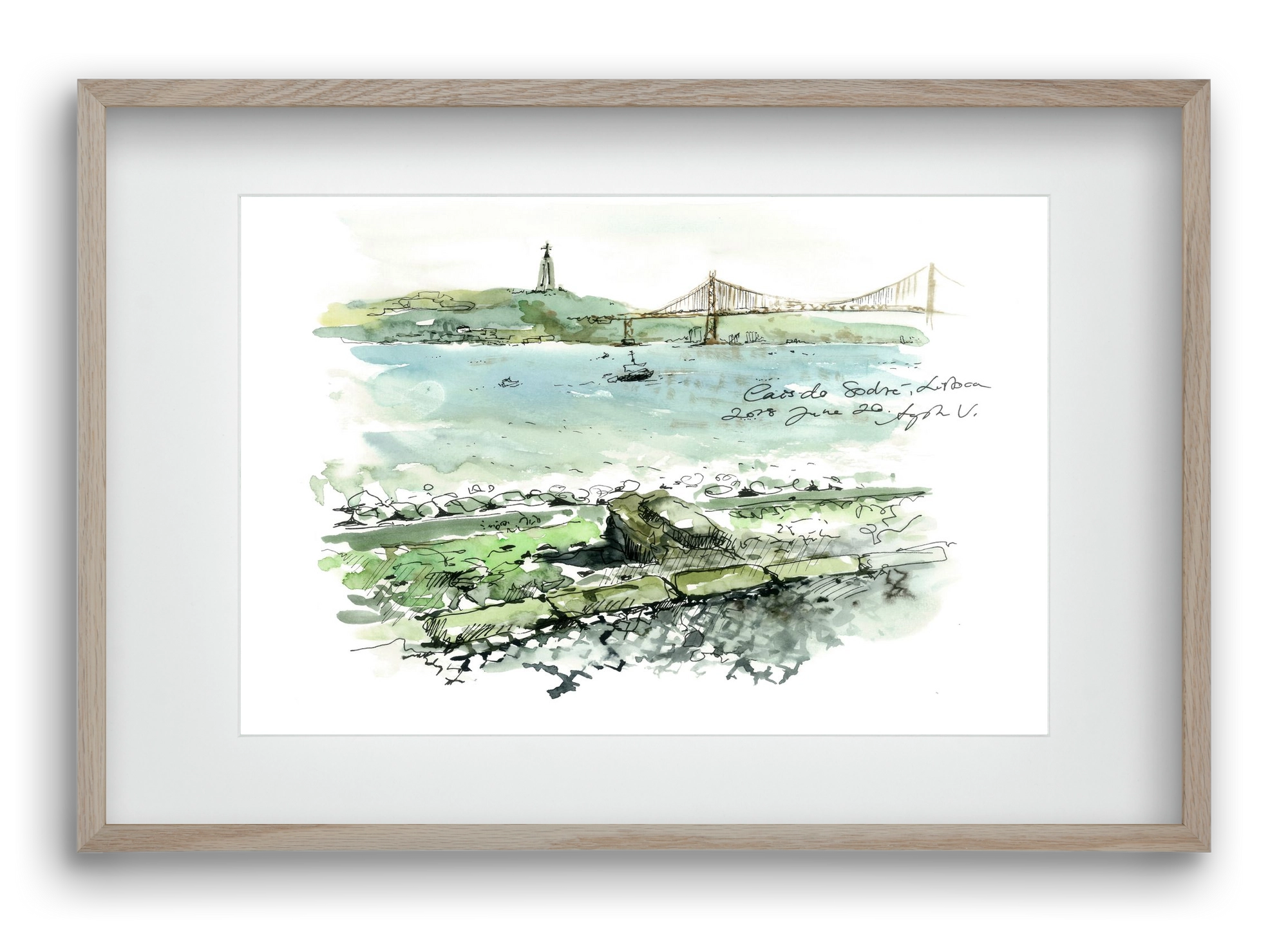 LISBON AQUARELLE NO.23, 60x40 cm (45x30 cm), Tölgy keret, paszpartuval