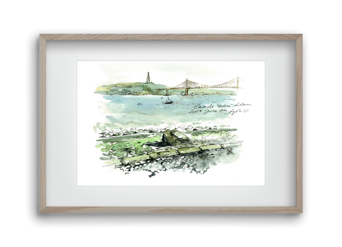 LISBON AQUARELLE NO.23, 45x30 cm (30x20 cm), Tölgy keret, paszpartuval