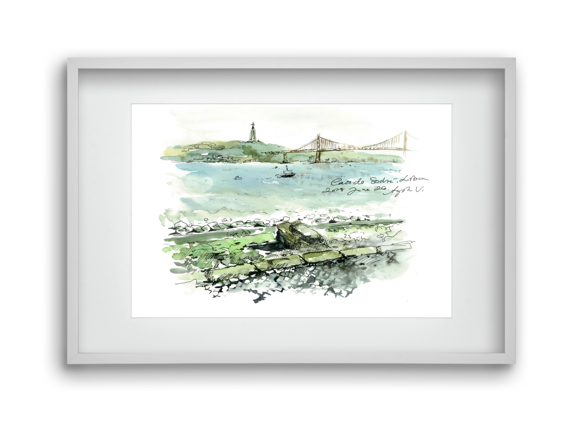 LISBON AQUARELLE NO.23, 45x30 cm (30x20 cm), Fehér keret, paszpartuval